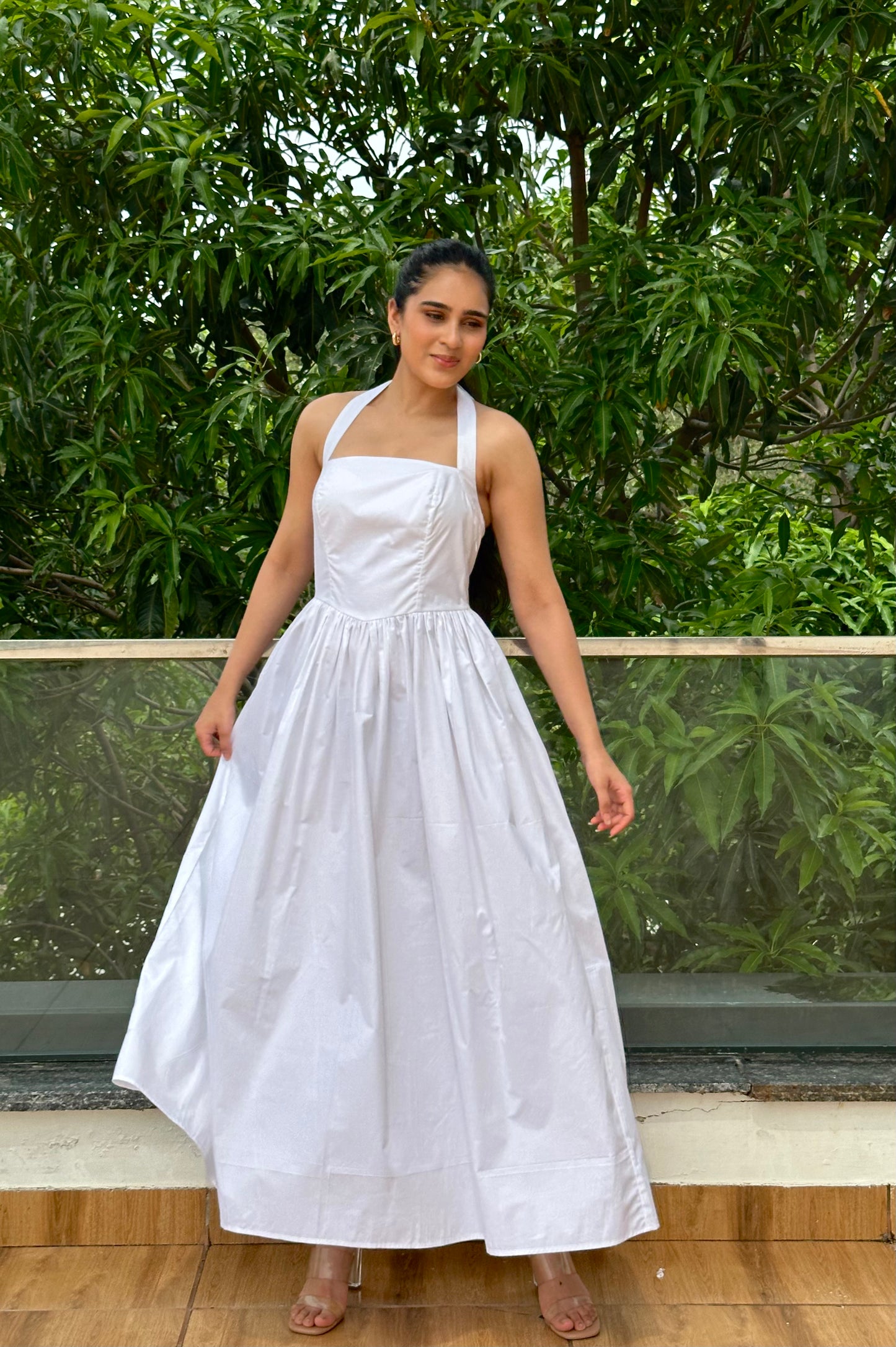 Diana white halter-neck dress