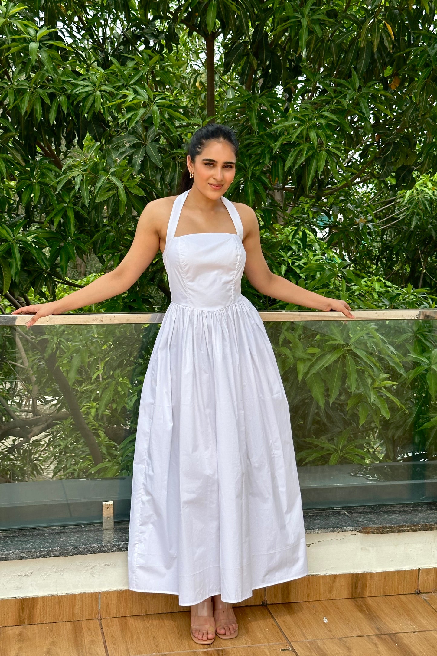 Diana white halter-neck dress