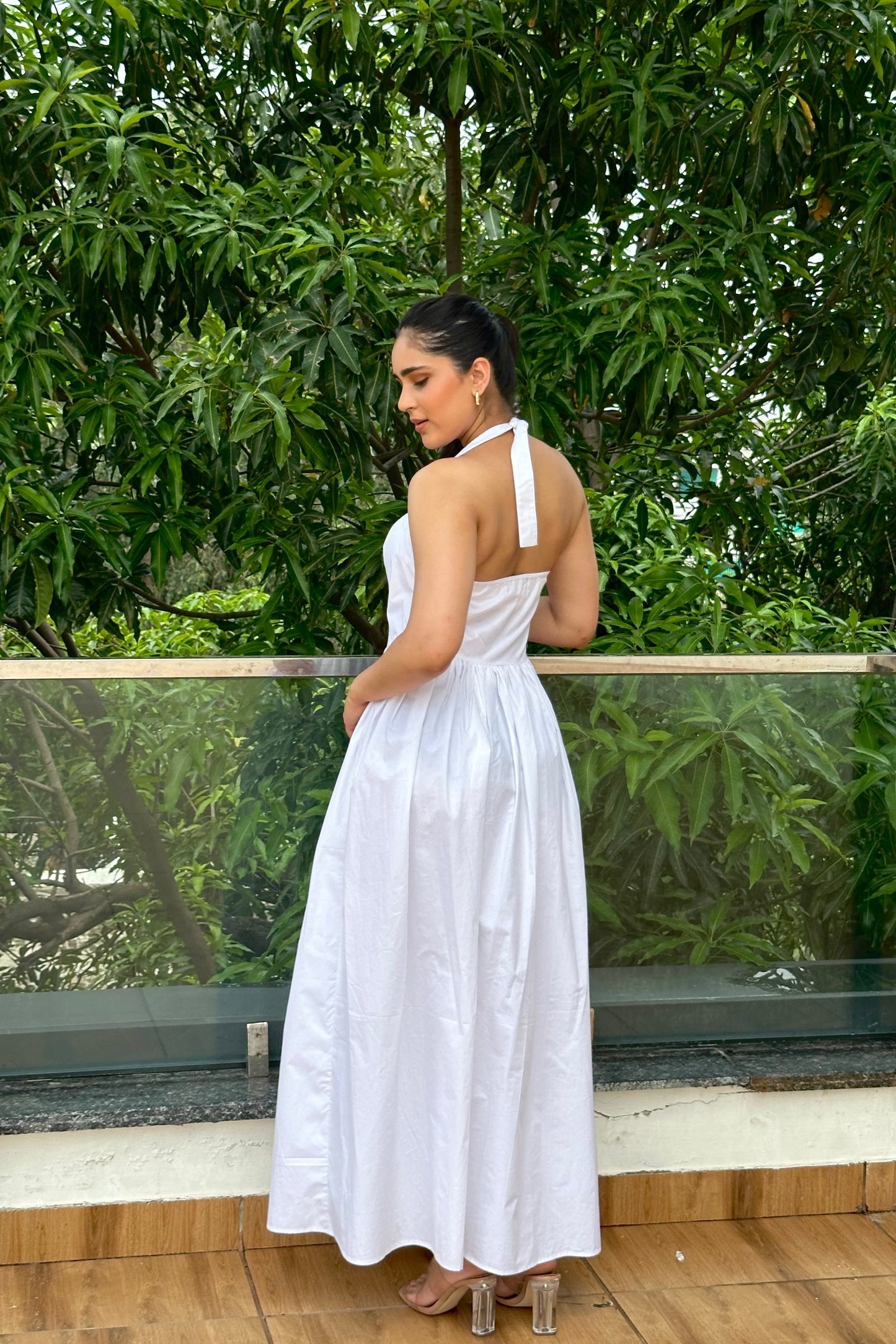 Diana white halter-neck dress