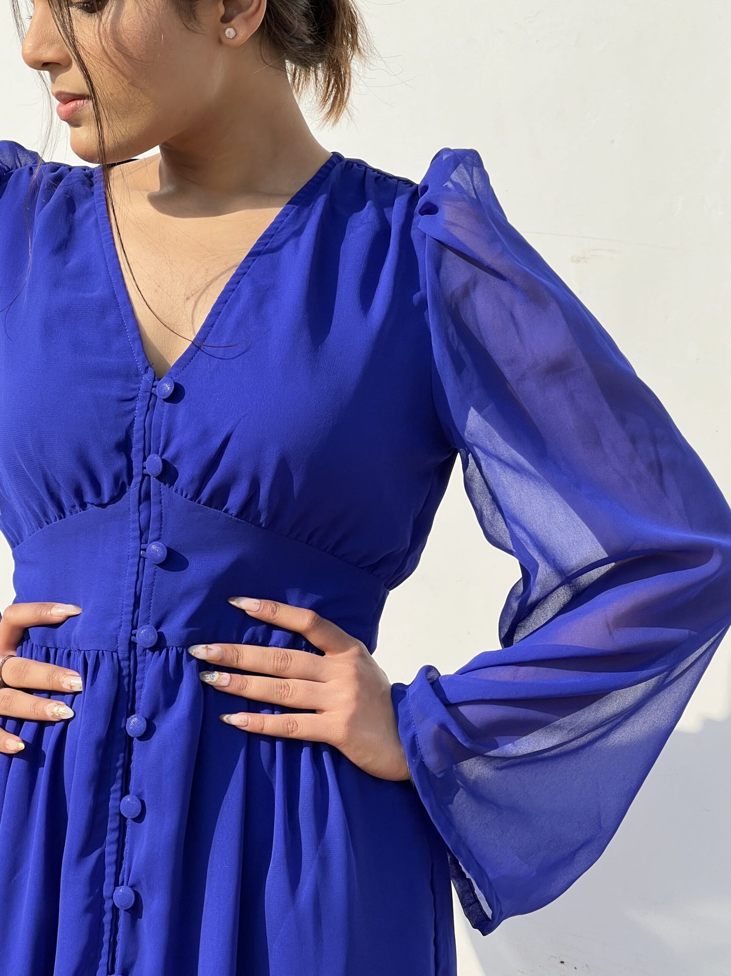 FEEL THE CALM - Blue Georgette maxi dress