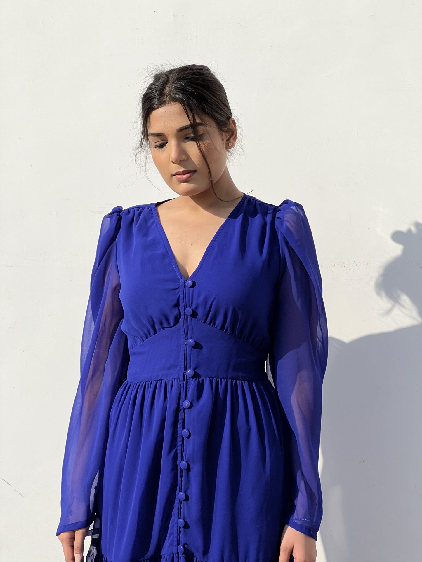 FEEL THE CALM - Blue Georgette maxi dress
