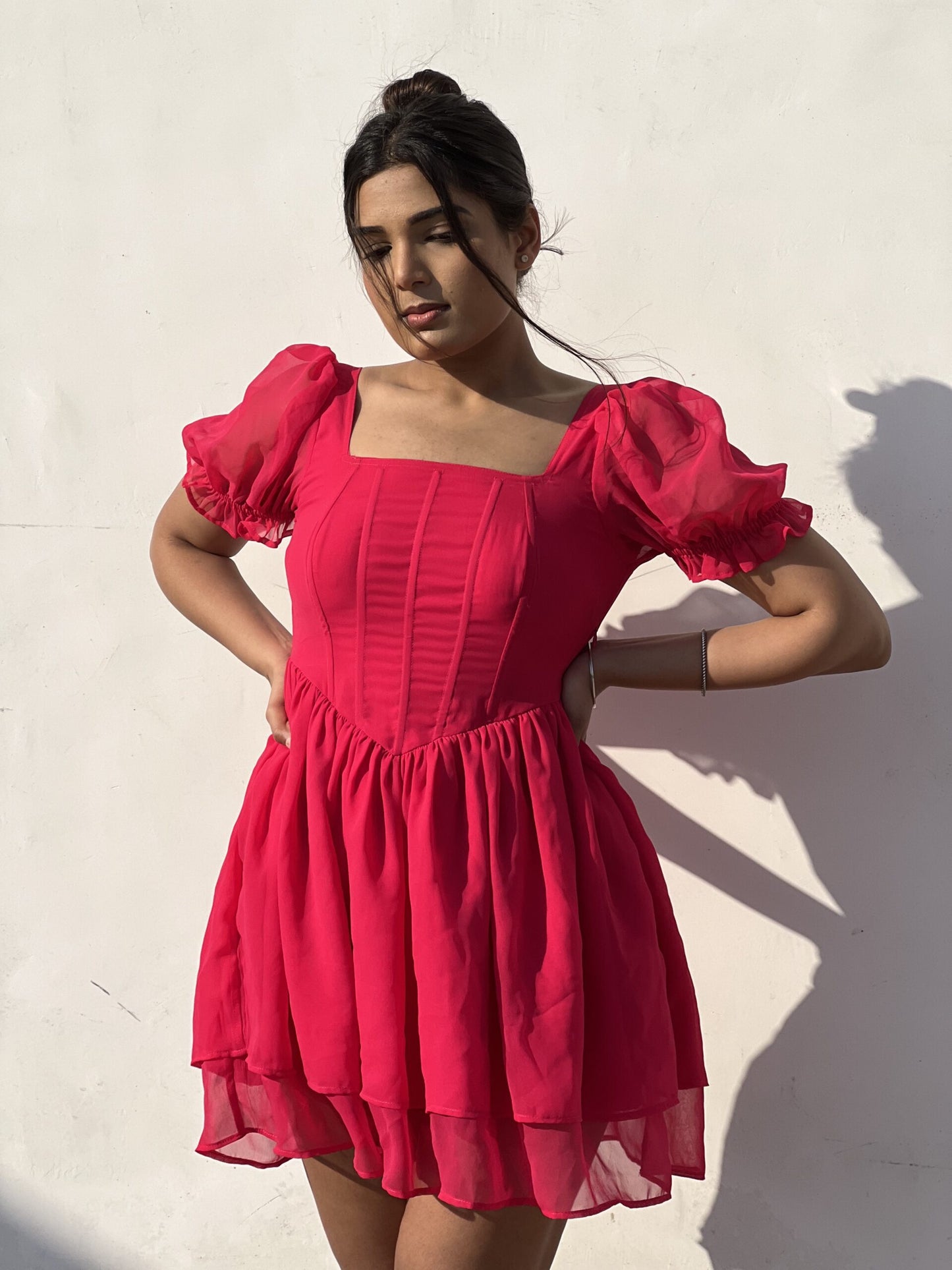 TWIRL GIRL – Hot pink corset dress
