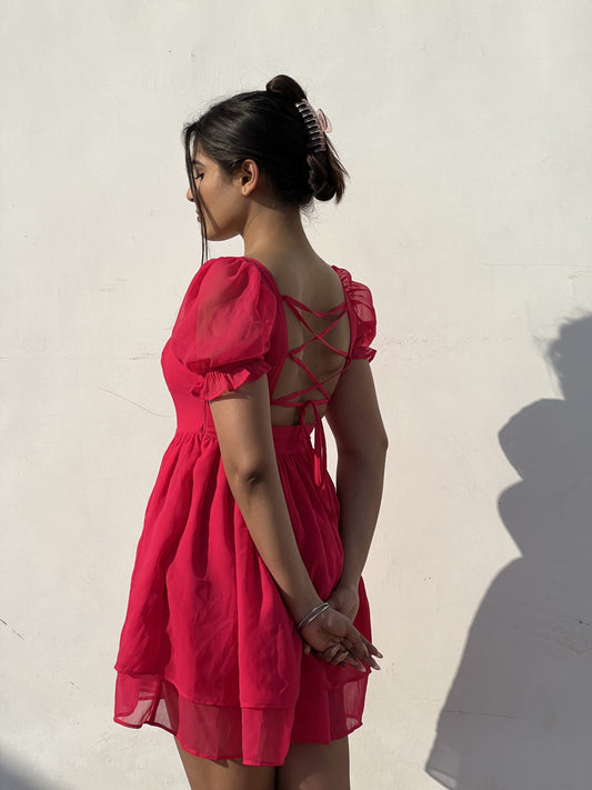 TWIRL GIRL – Hot pink corset dress