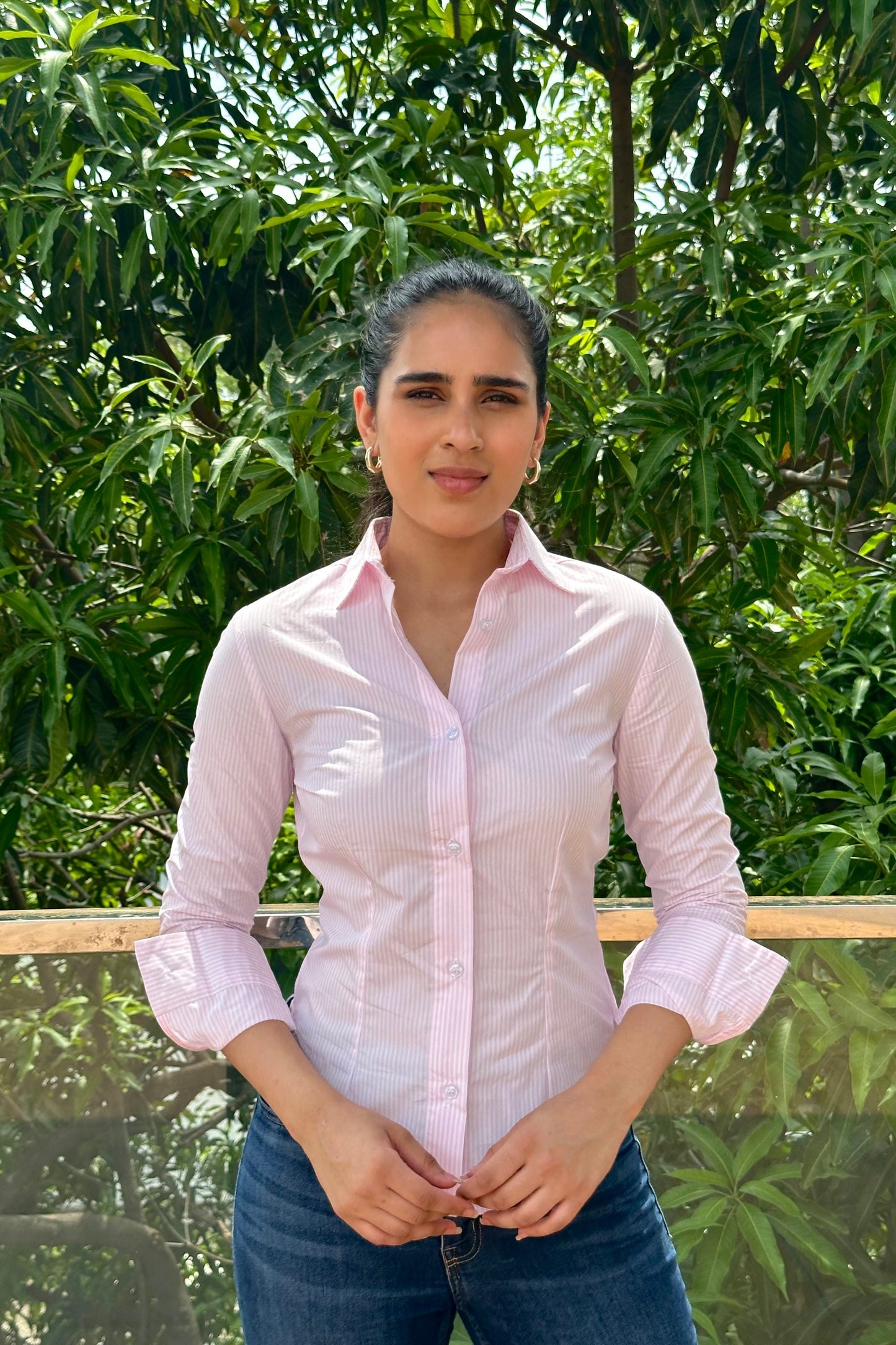 Timeless wardrobe essential  pink striped shirt