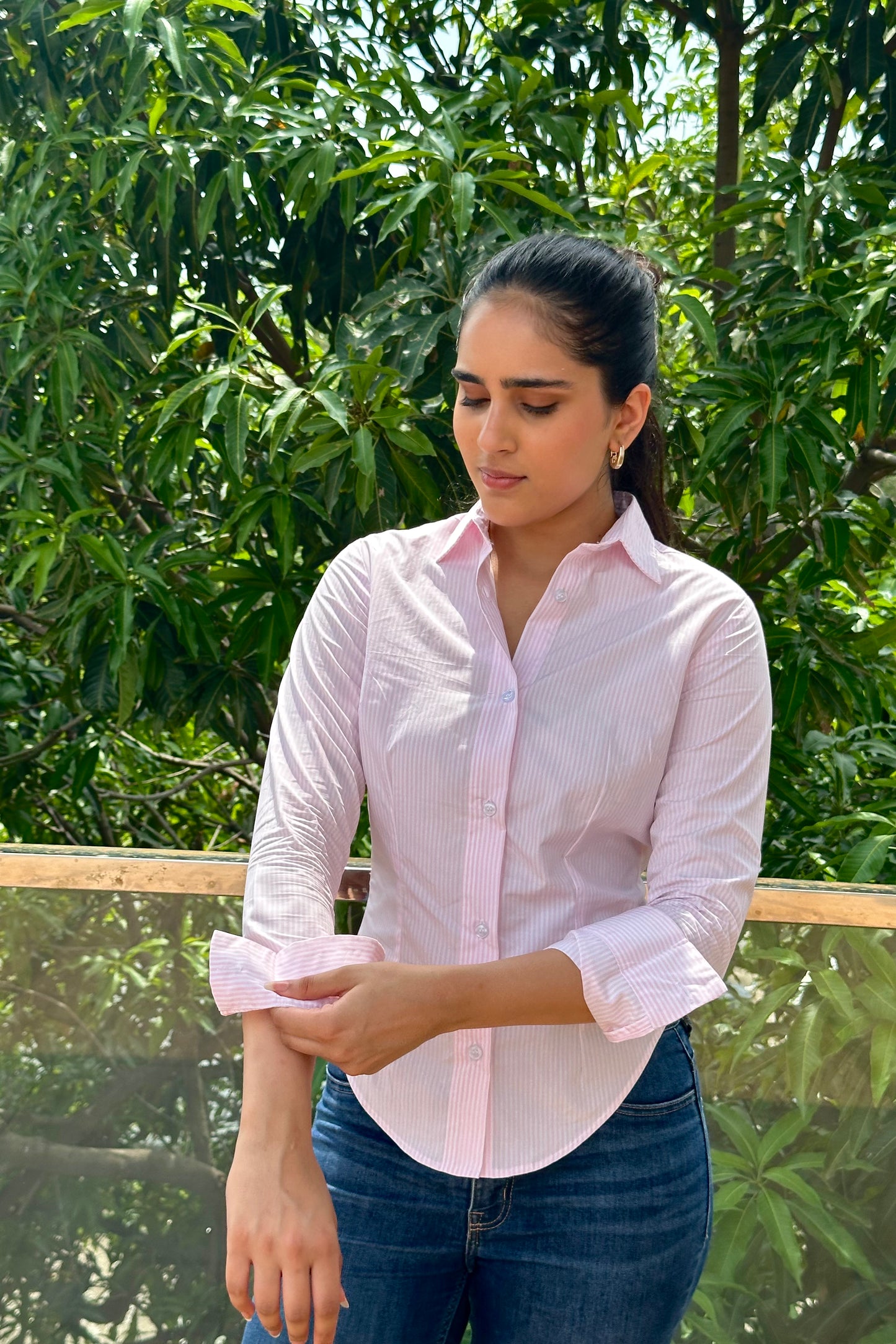 Timeless wardrobe essential  pink striped shirt