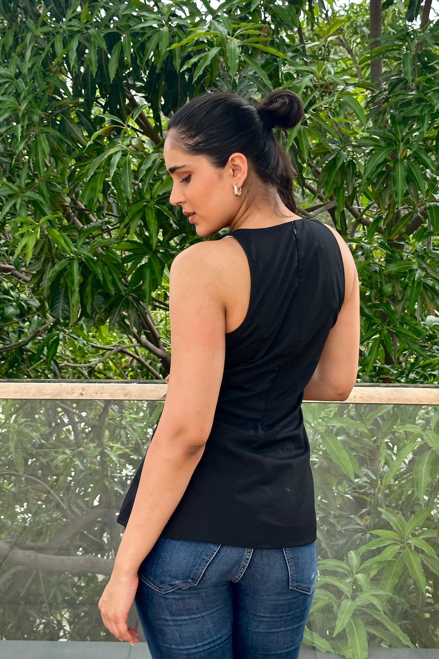 Black sleeveless top