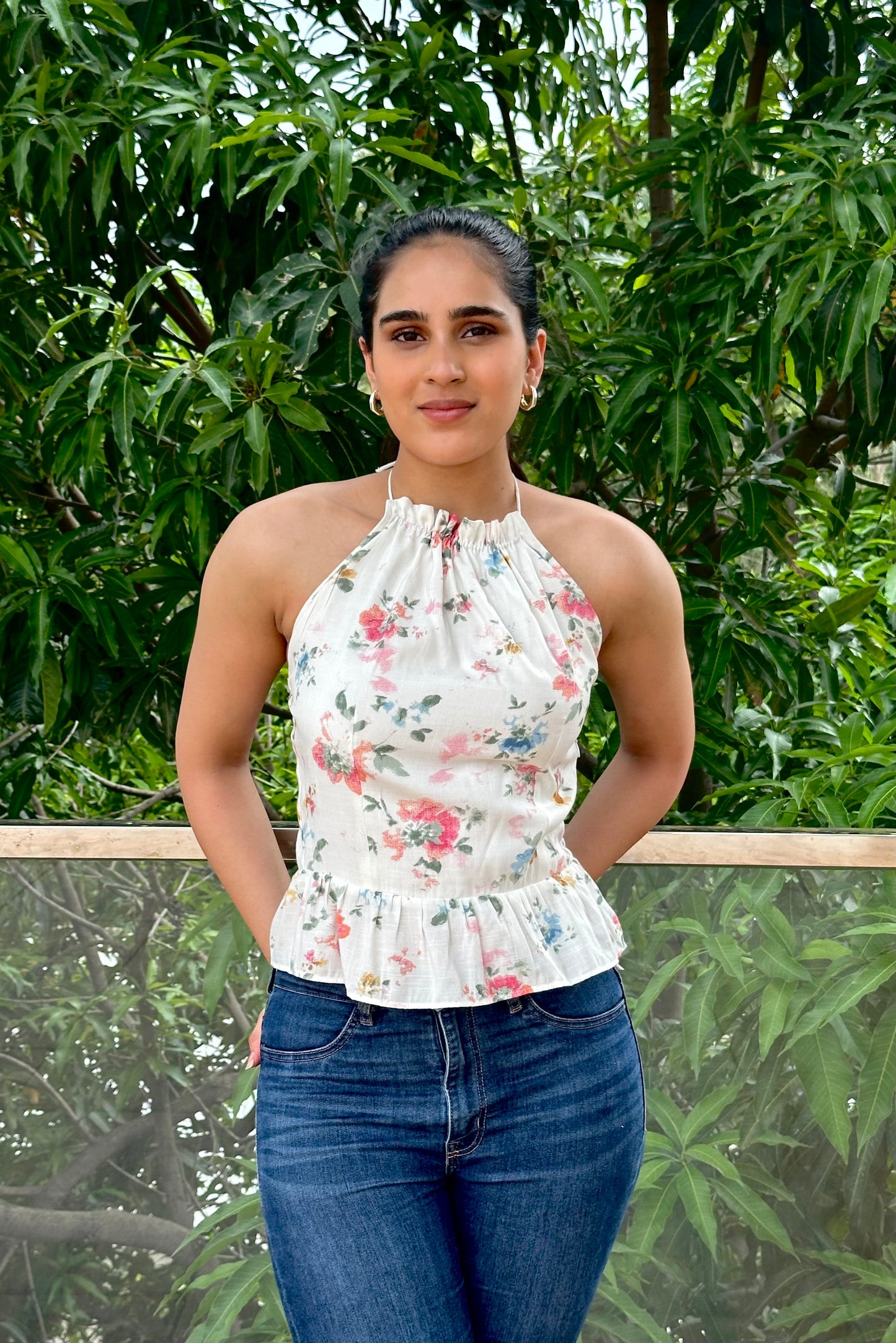 Meadow Bloom Backless Halter Top