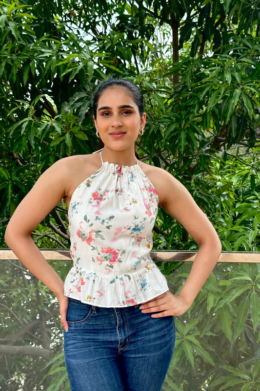 Meadow Bloom Backless Halter Top
