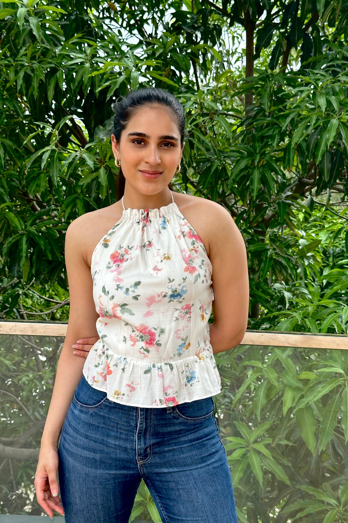 Meadow Bloom Backless Halter Top