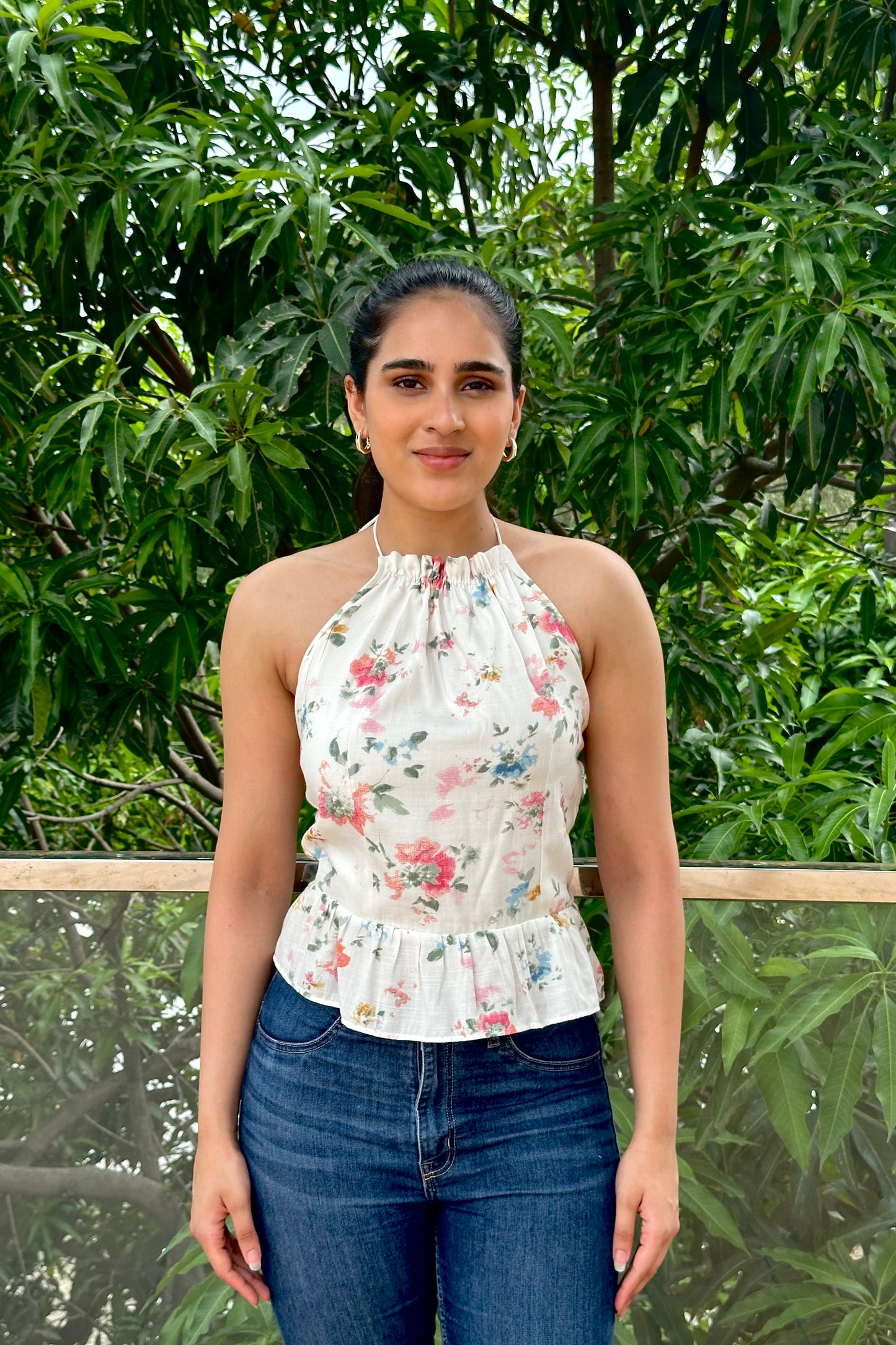 Meadow Bloom Backless Halter Top