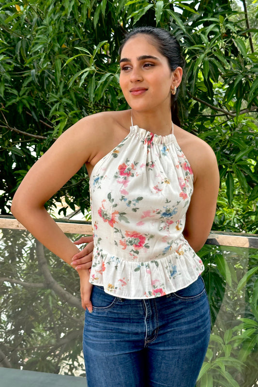 Meadow Bloom Backless Halter Top