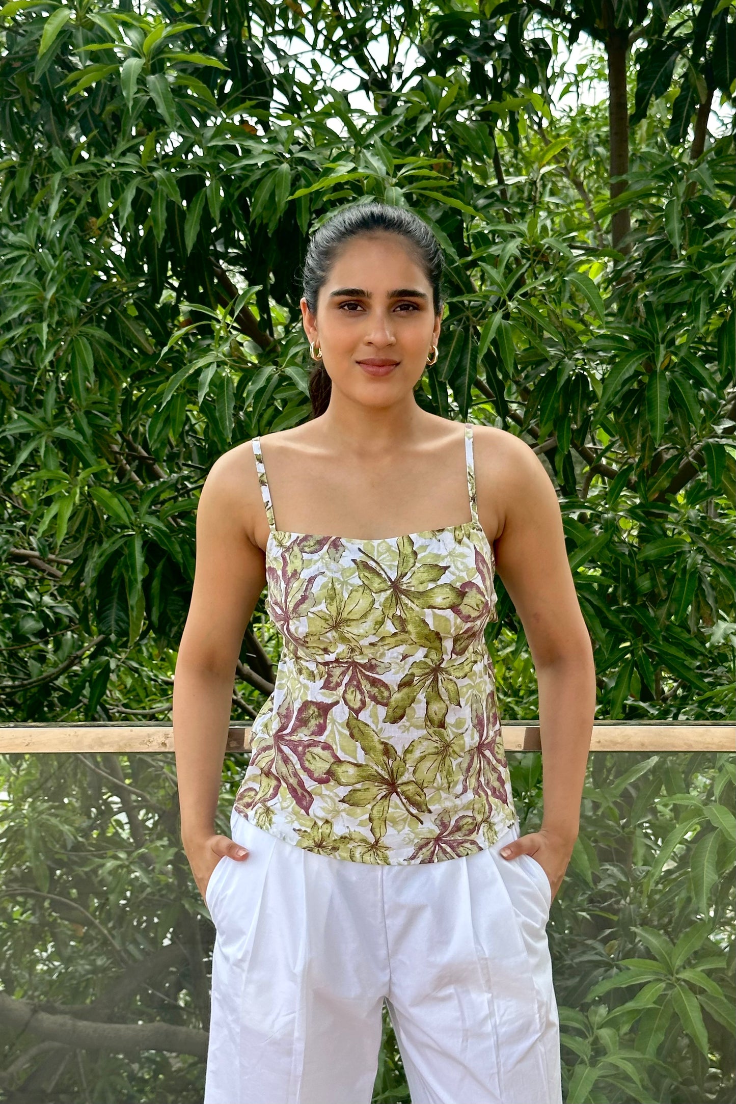 Floral printed cotton top