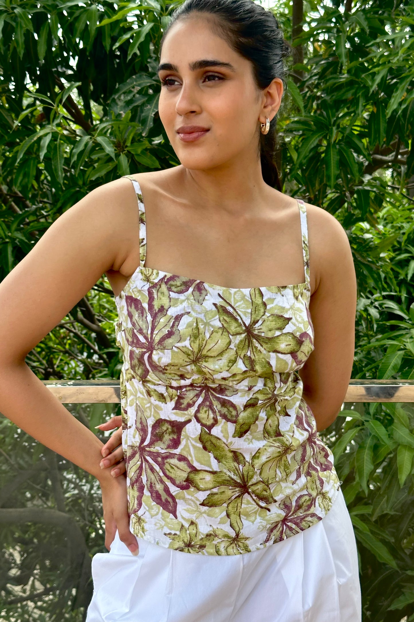 Floral printed cotton top