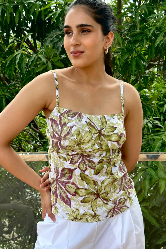 Floral printed cotton top