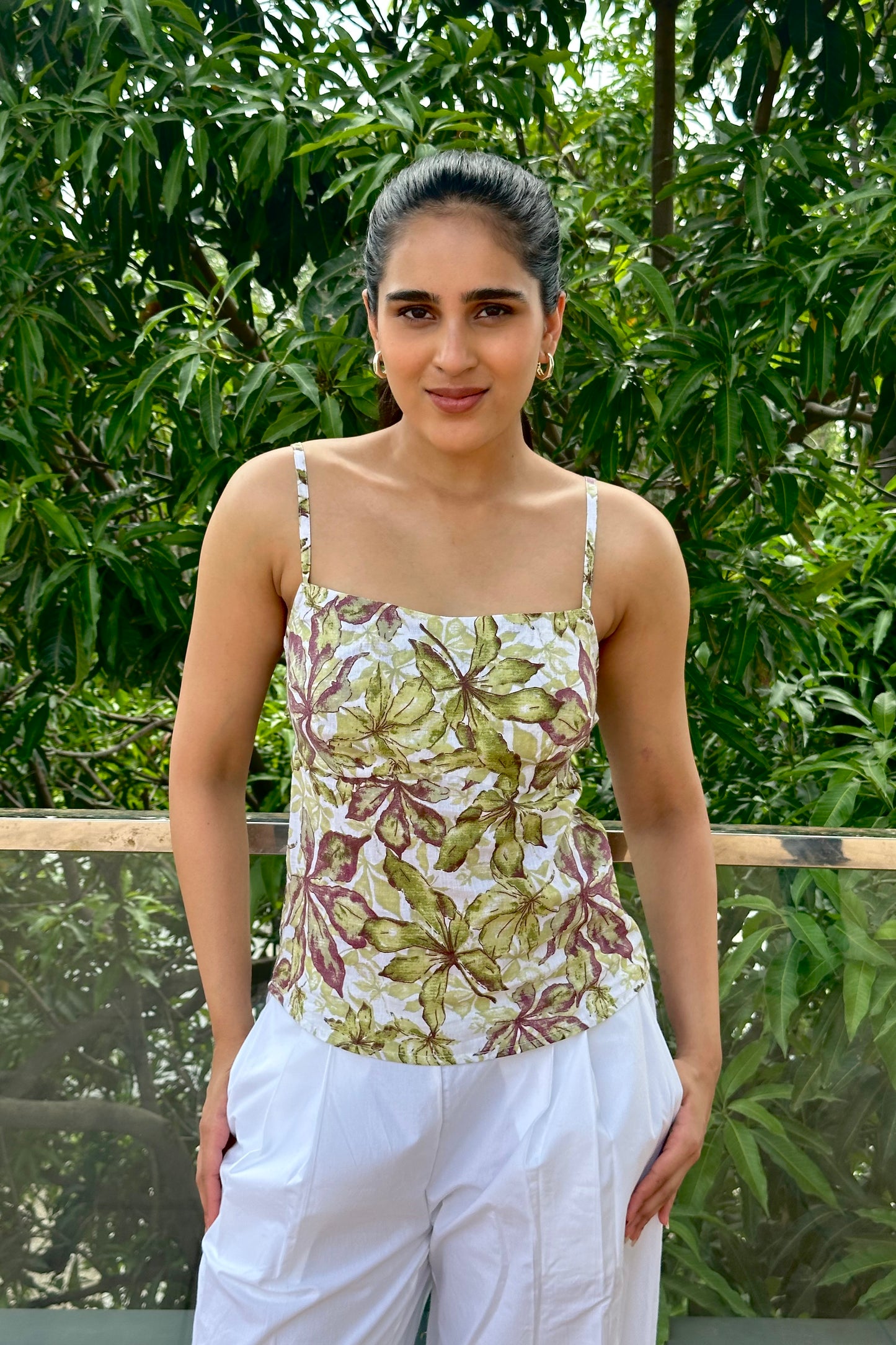 Floral printed cotton top