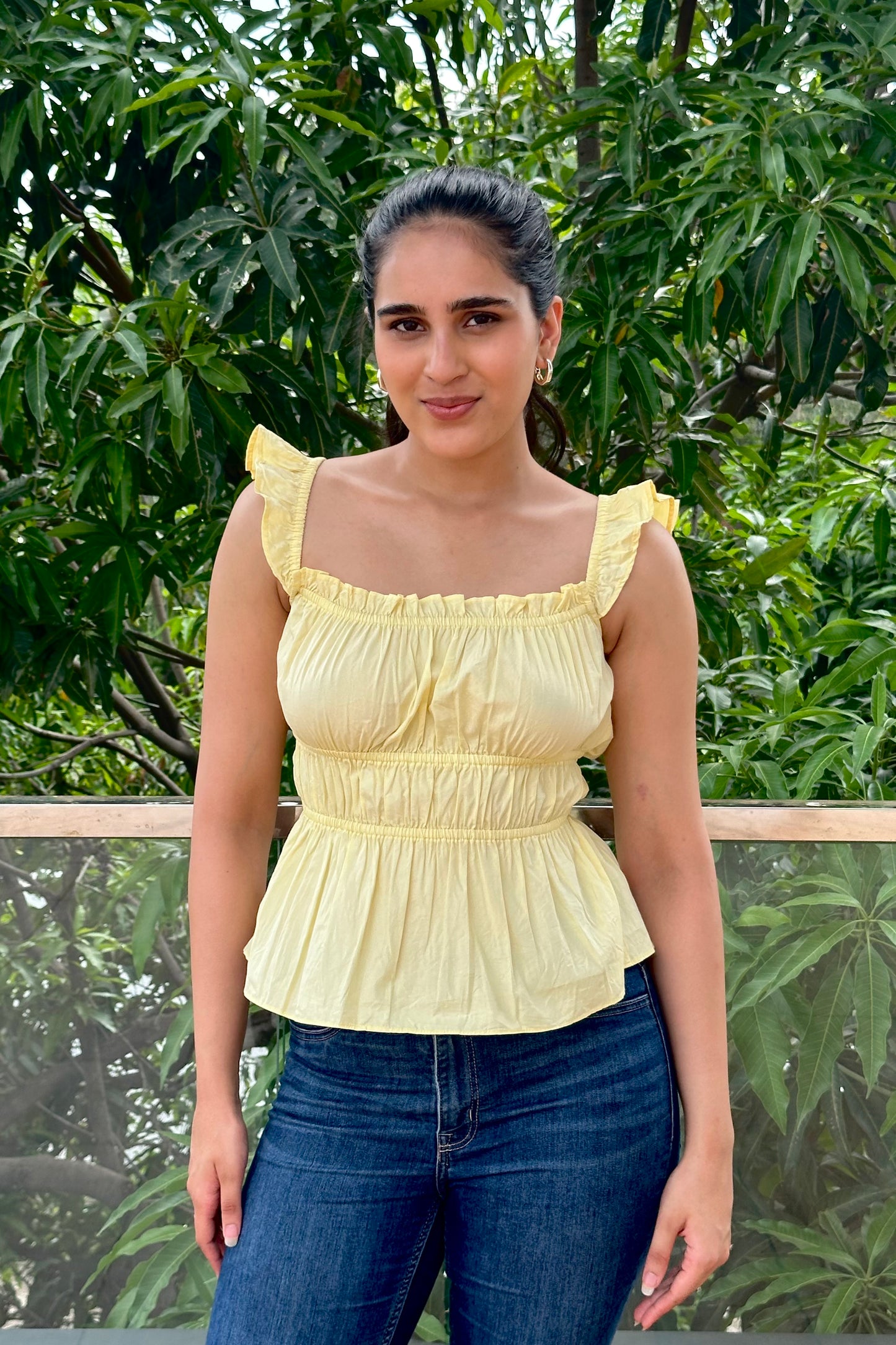 Sunlit Meadow cotton pastel yellow top