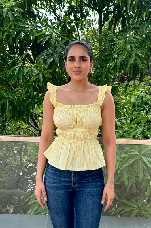 Sunlit Meadow cotton pastel yellow top