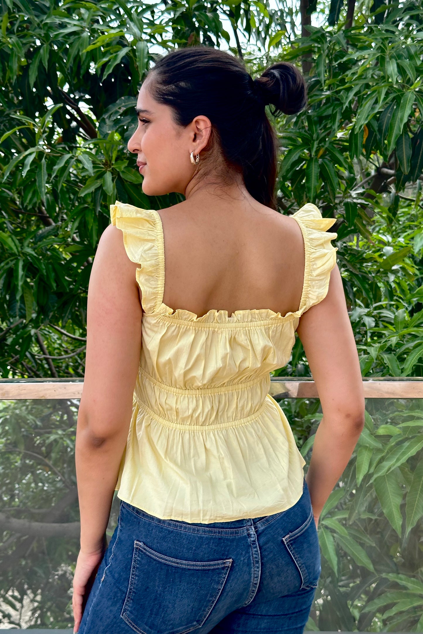 Sunlit Meadow cotton pastel yellow top
