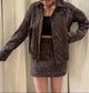 Cheetah Print Denim Jacket & Skirt Set