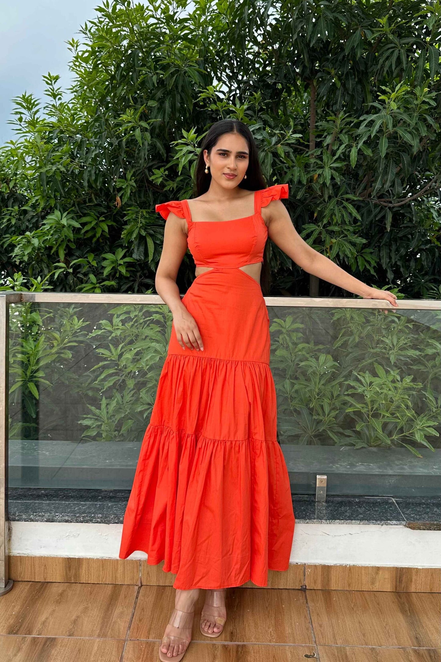 AILSA - Orange Flared Dress