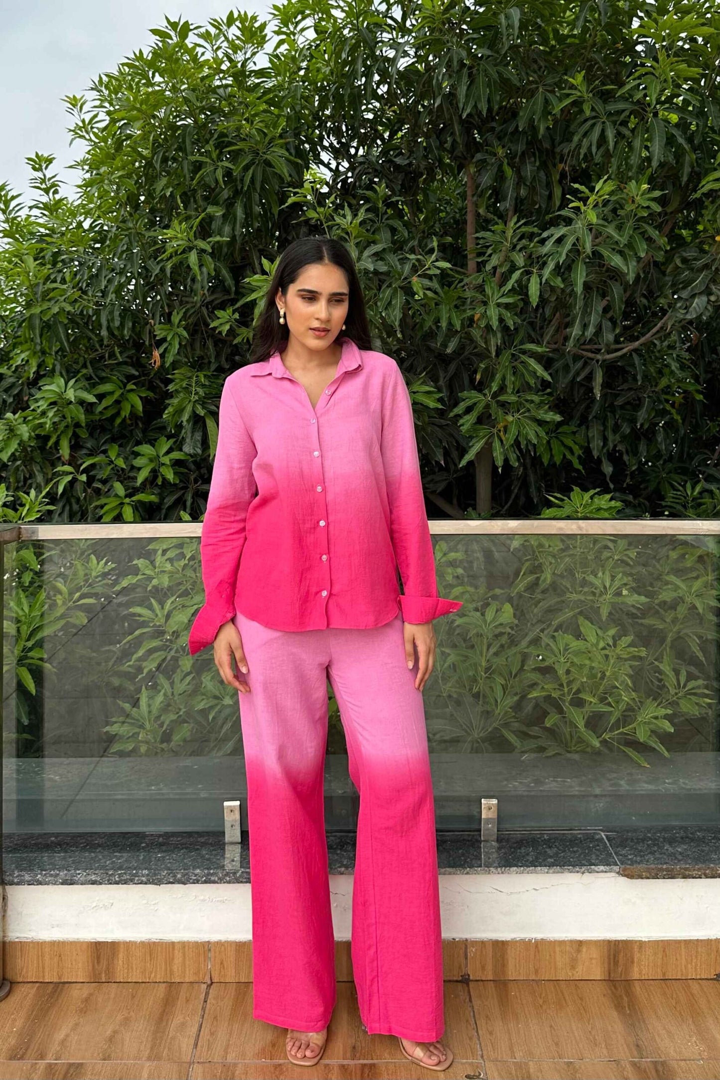 OMBRE -Pink Ombre Effect Pure Cotton Co-Ord Set