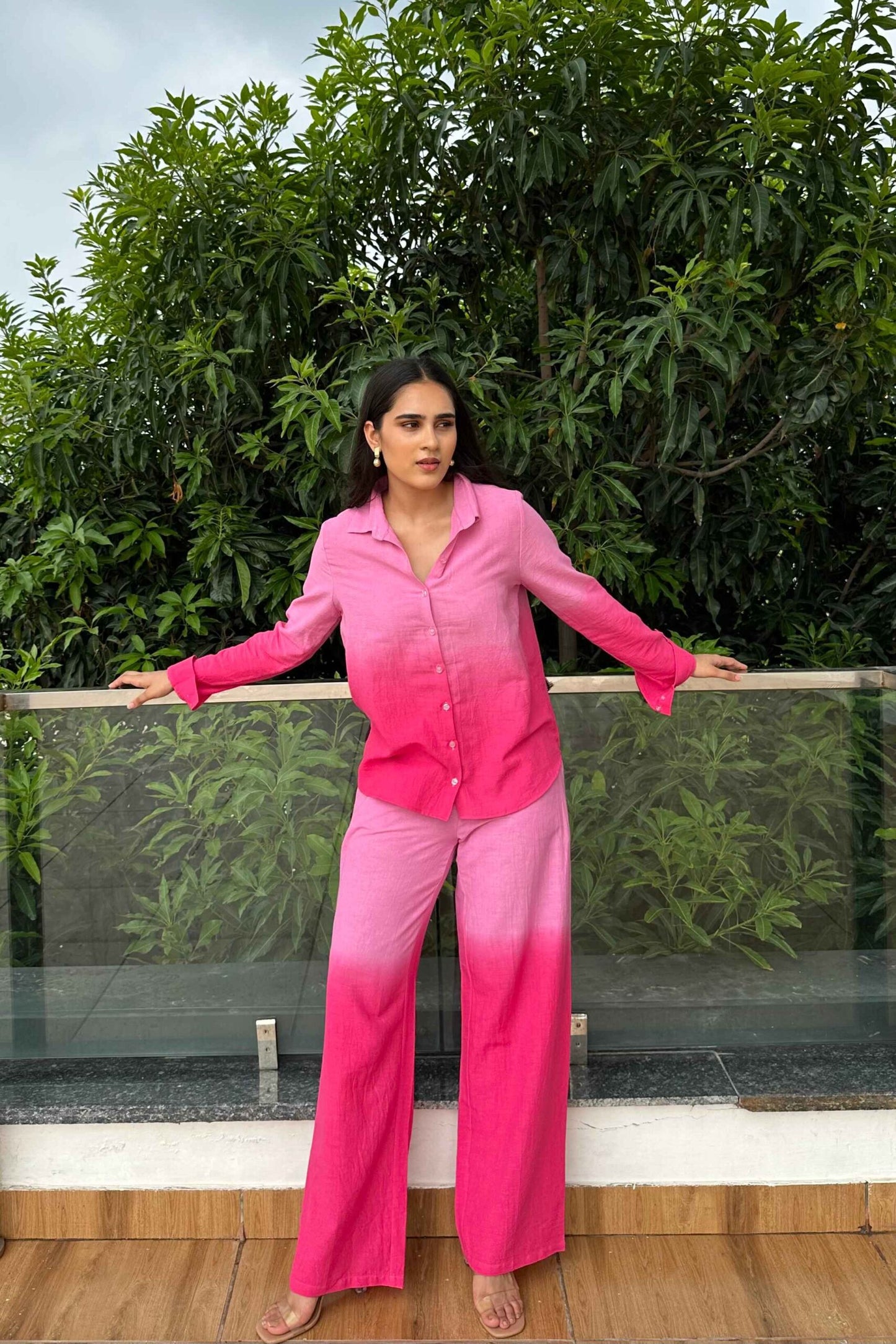 OMBRE -Pink Ombre Effect Pure Cotton Co-Ord Set