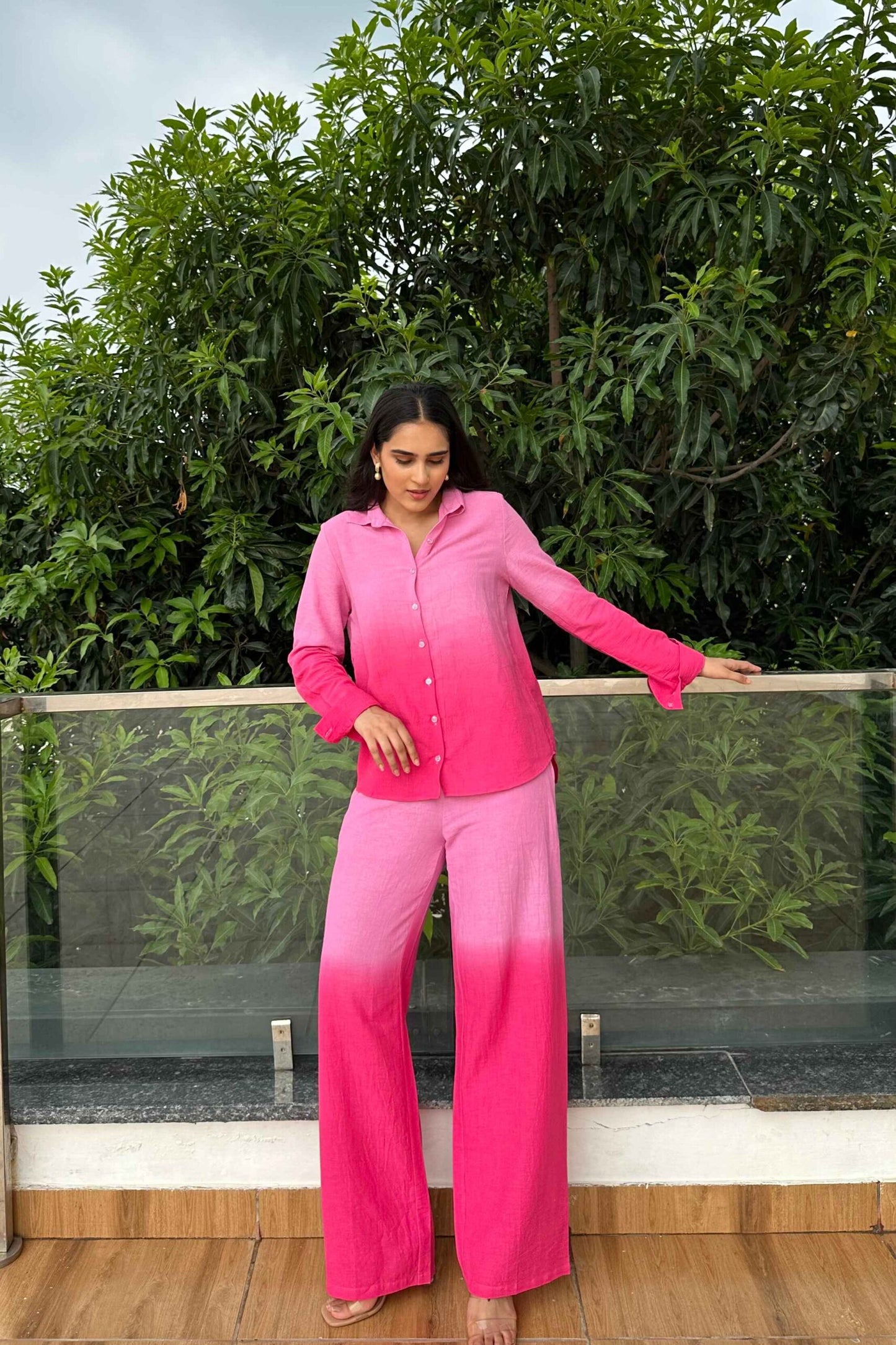 OMBRE -Pink Ombre Effect Pure Cotton Co-Ord Set
