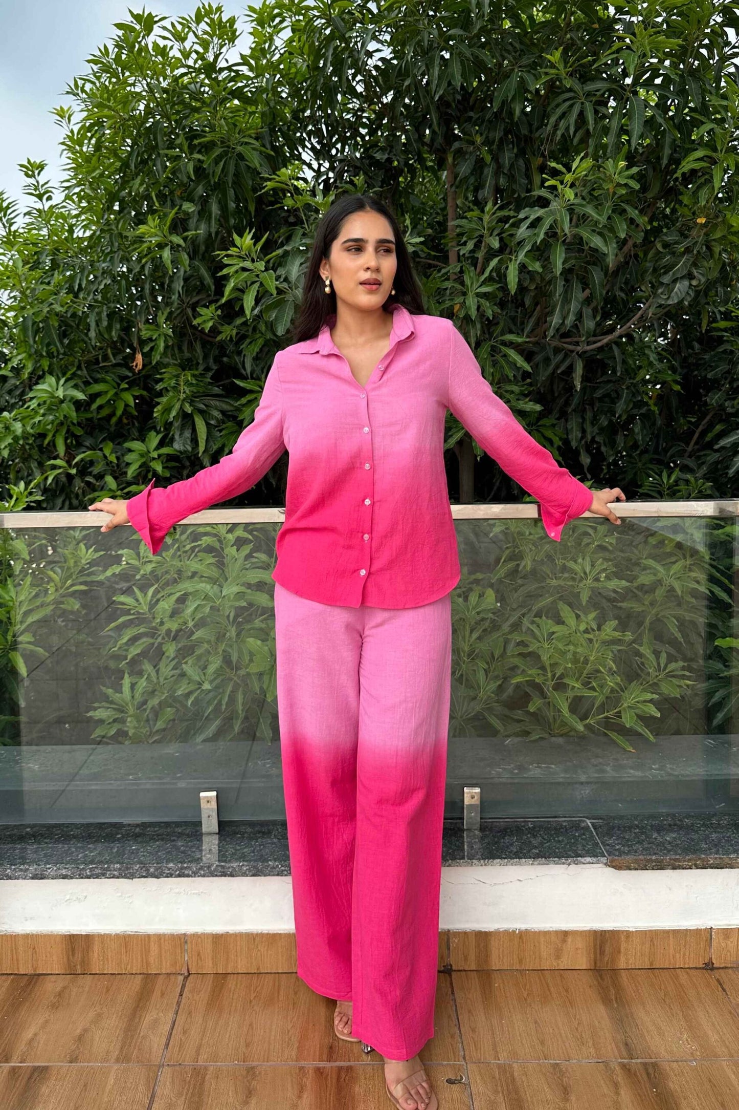 OMBRE -Pink Ombre Effect Pure Cotton Co-Ord Set