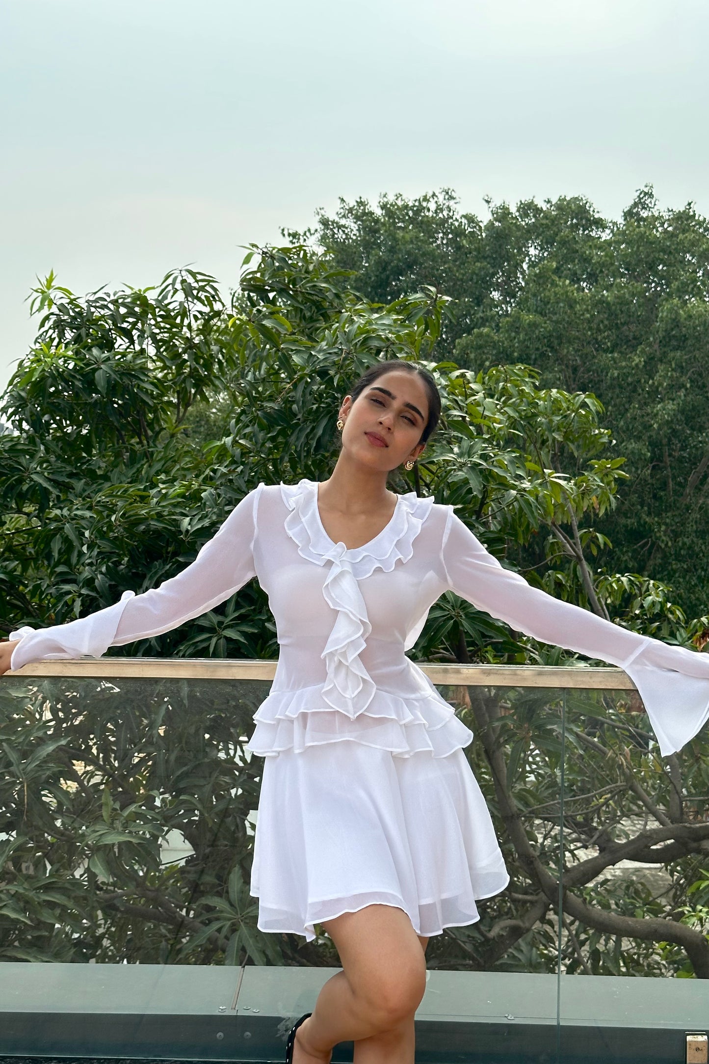 Ivory Ruffle Georgette Co-ord Set