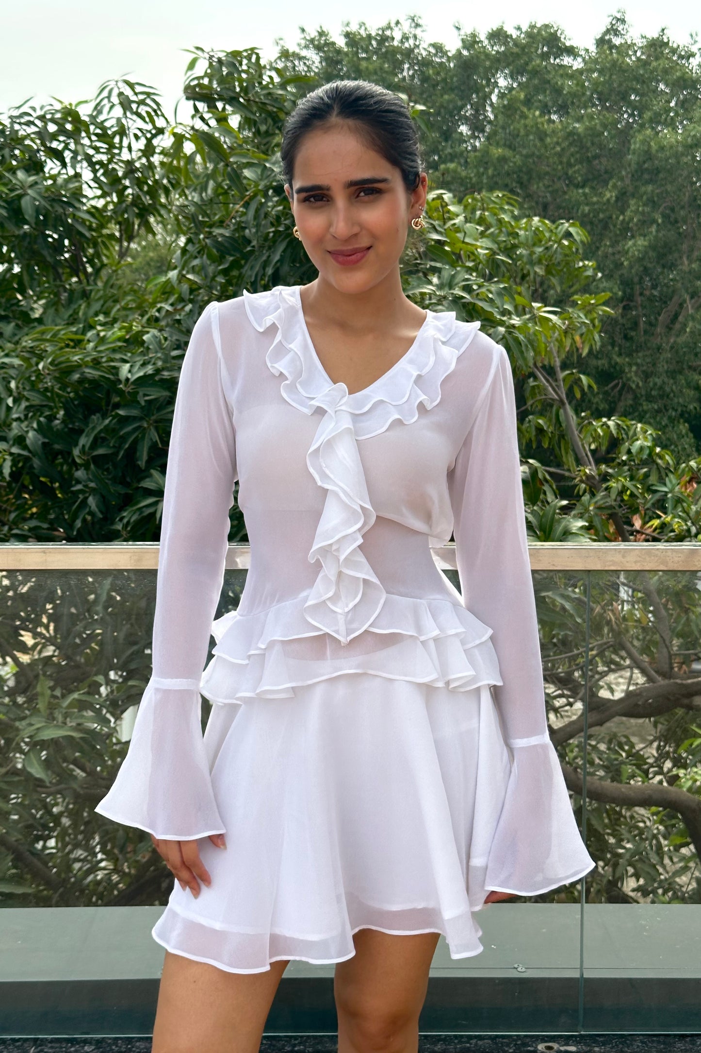 Ivory Ruffle Georgette Co-ord Set