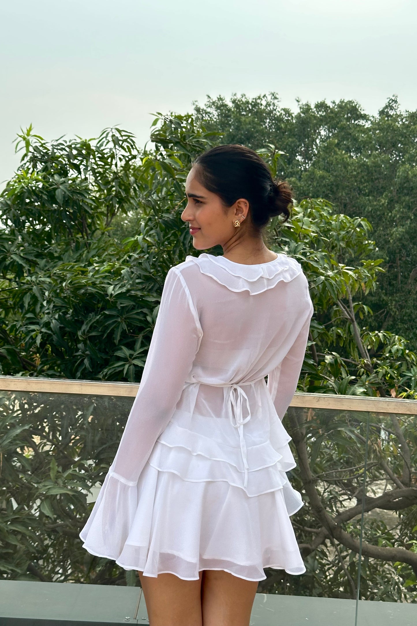 Ivory Ruffle Georgette Co-ord Set