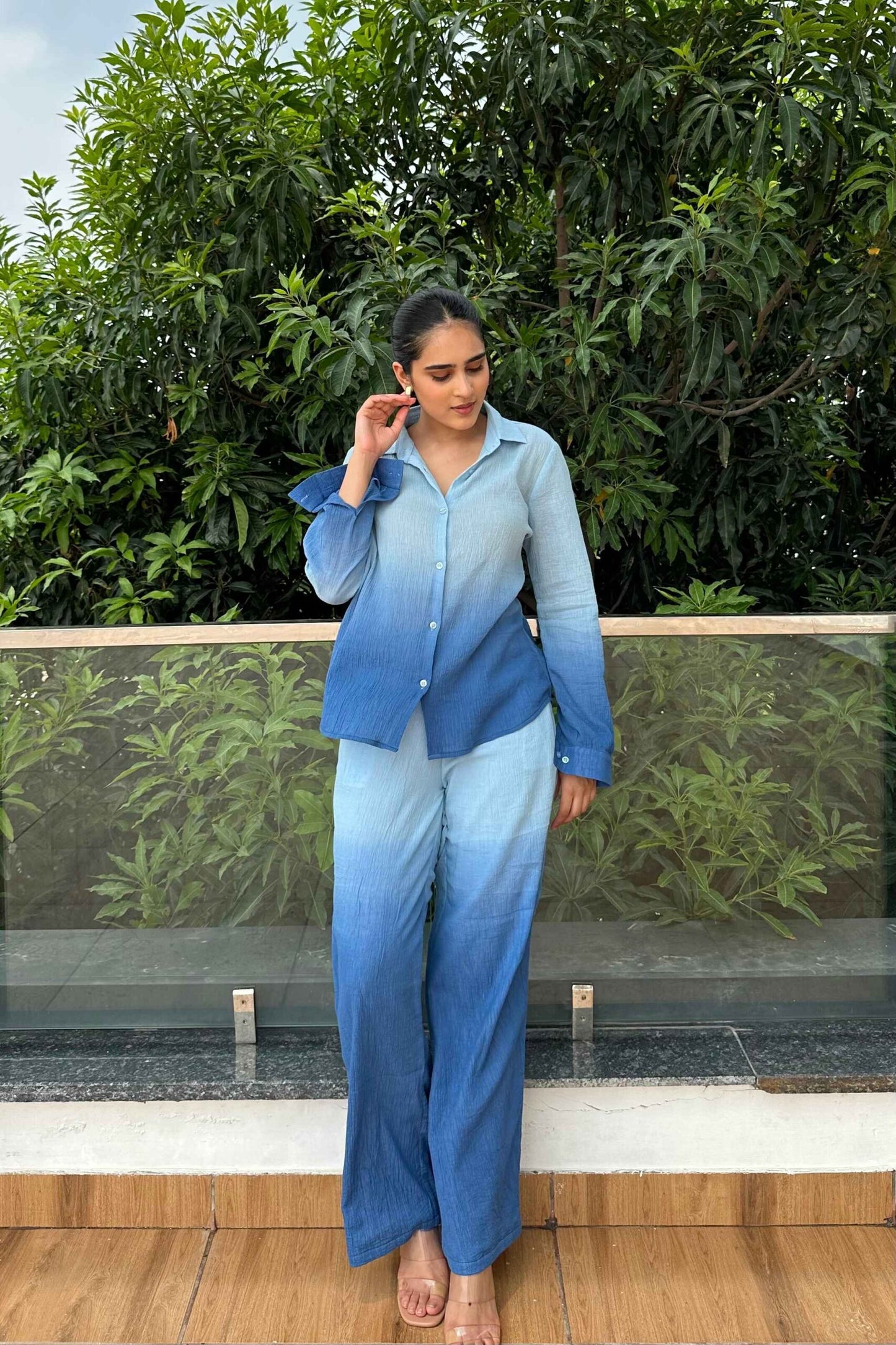 OMBRE - Blue Ombre Effect Pure Cotton Co-Ord Set