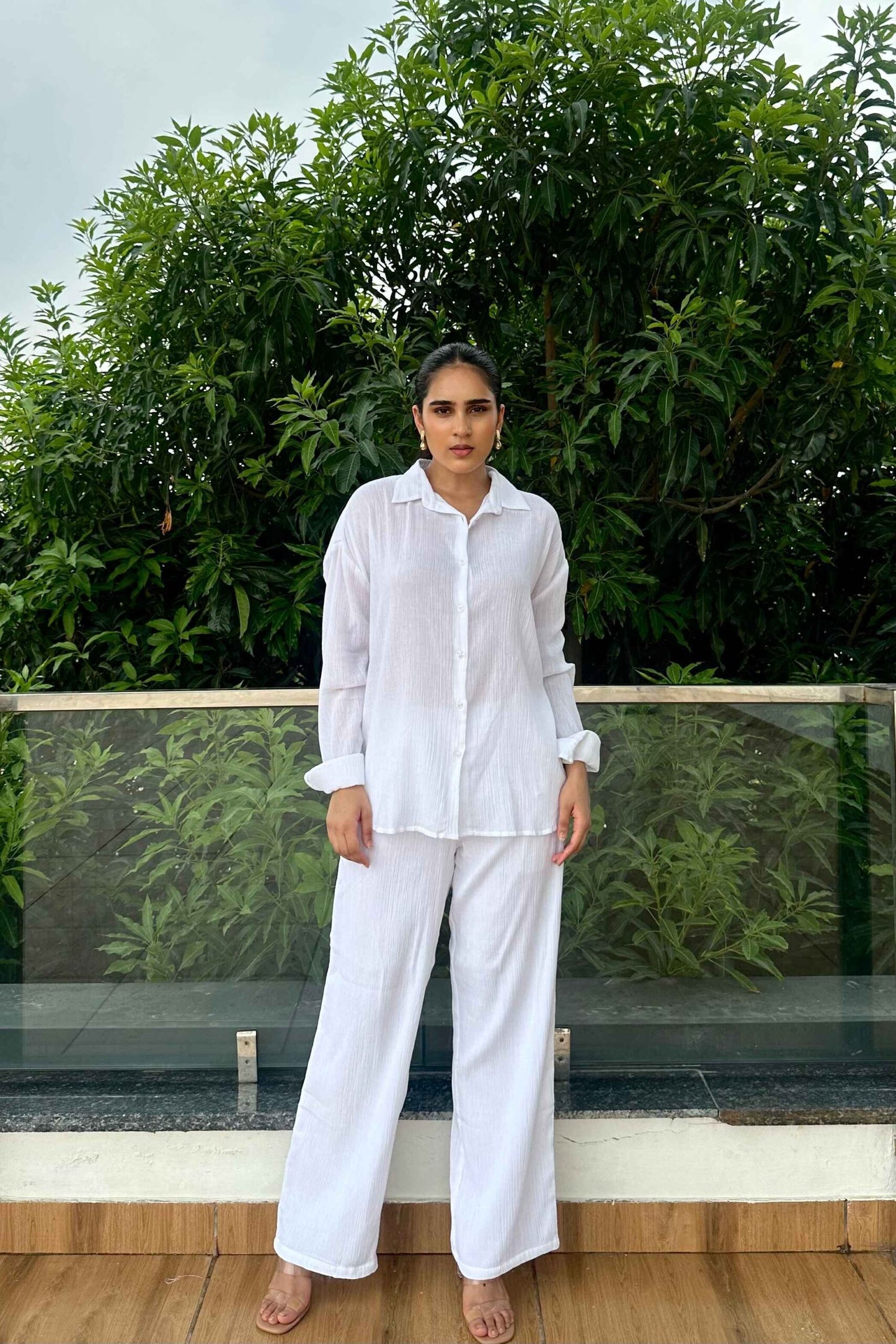 PURE WHITE - Crinkle Cotton Co-Ord Set