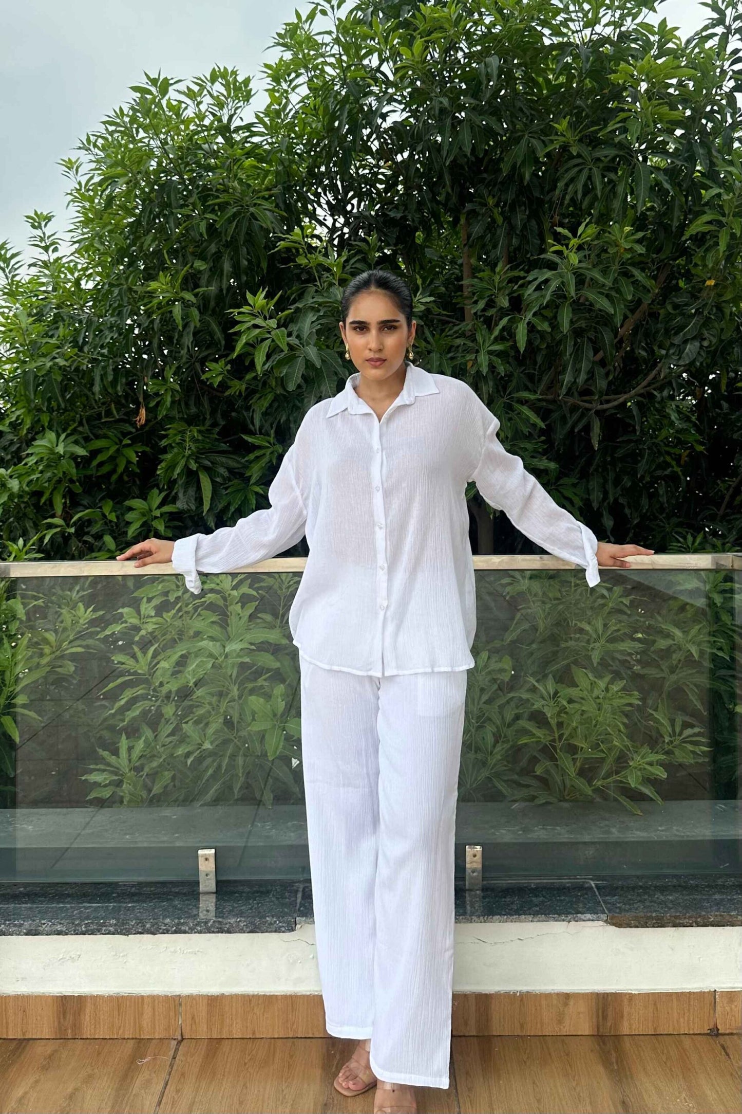 PURE WHITE - Crinkle Cotton Co-Ord Set