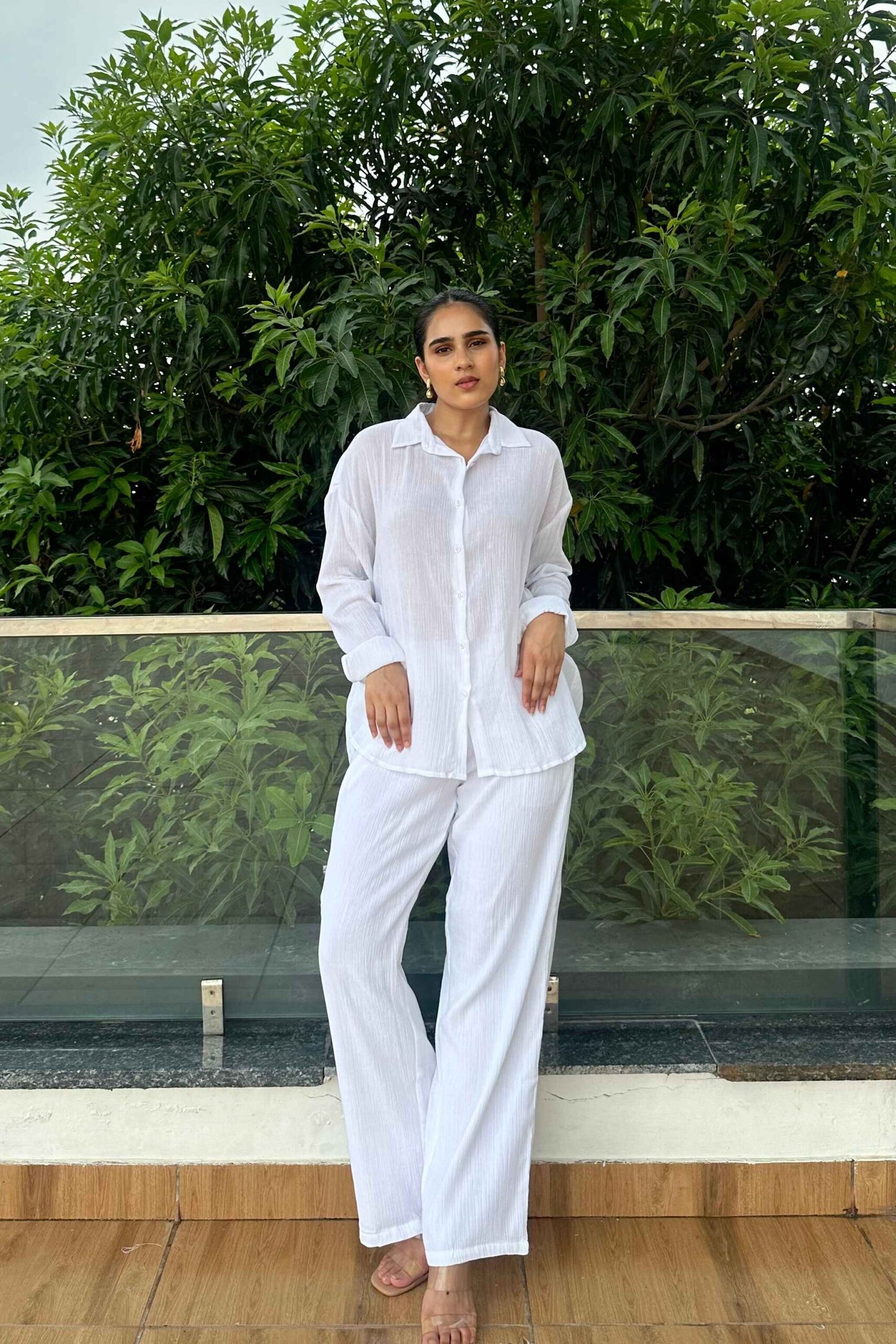 PURE WHITE - Crinkle Cotton Co-Ord Set