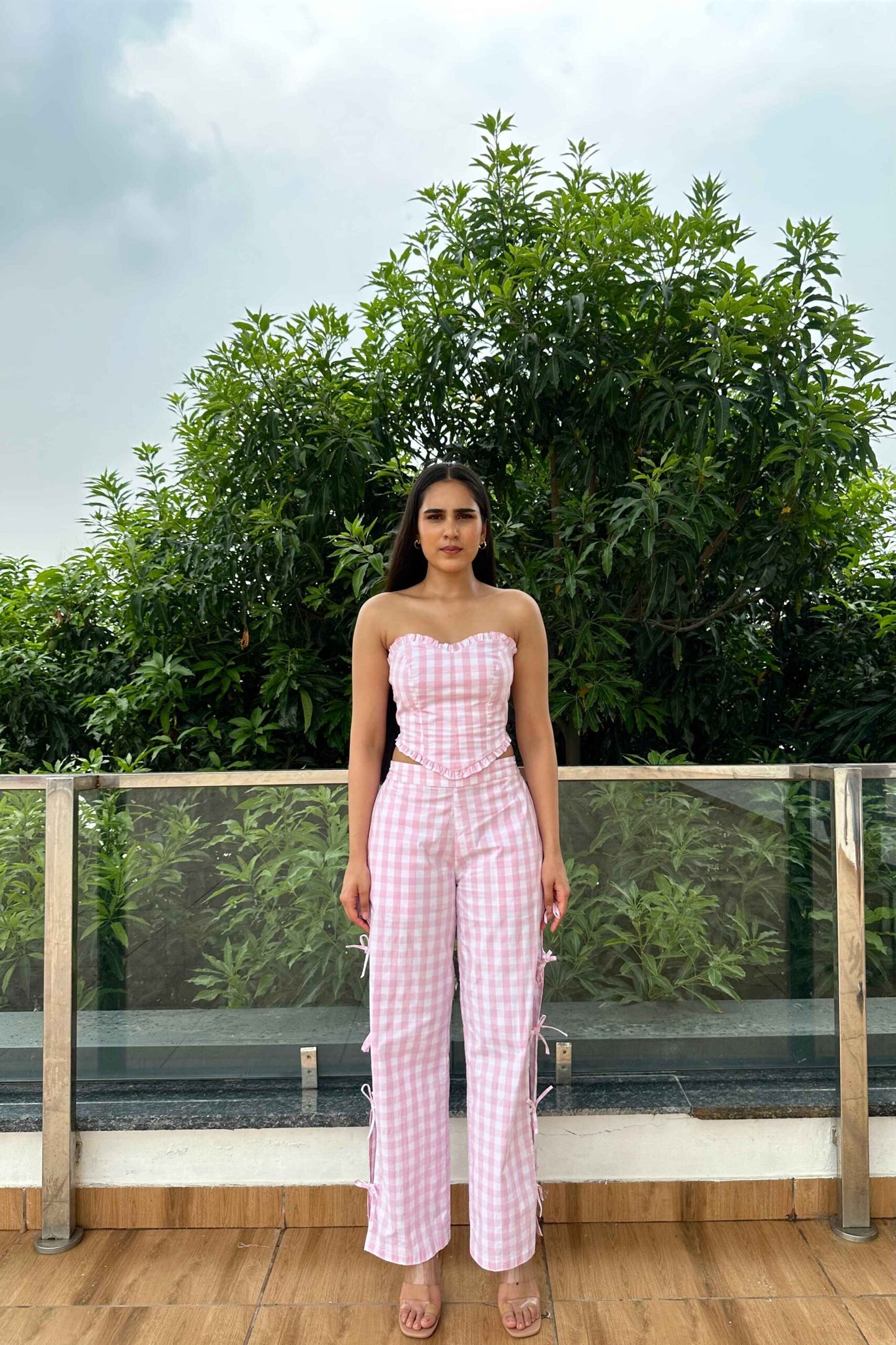Georgie - Pink Cotton Check Coord set