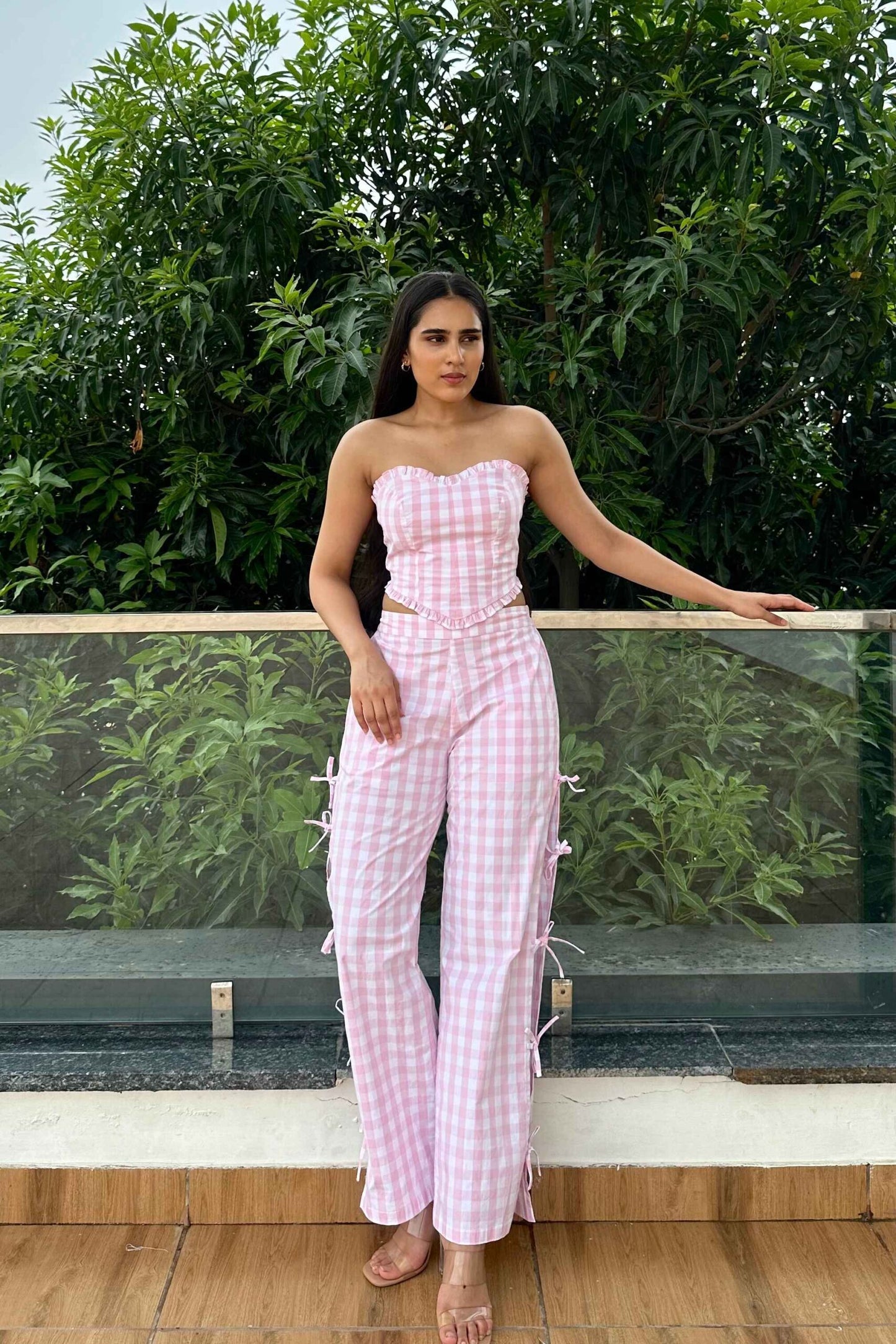 Georgie - Pink Cotton Check Coord set