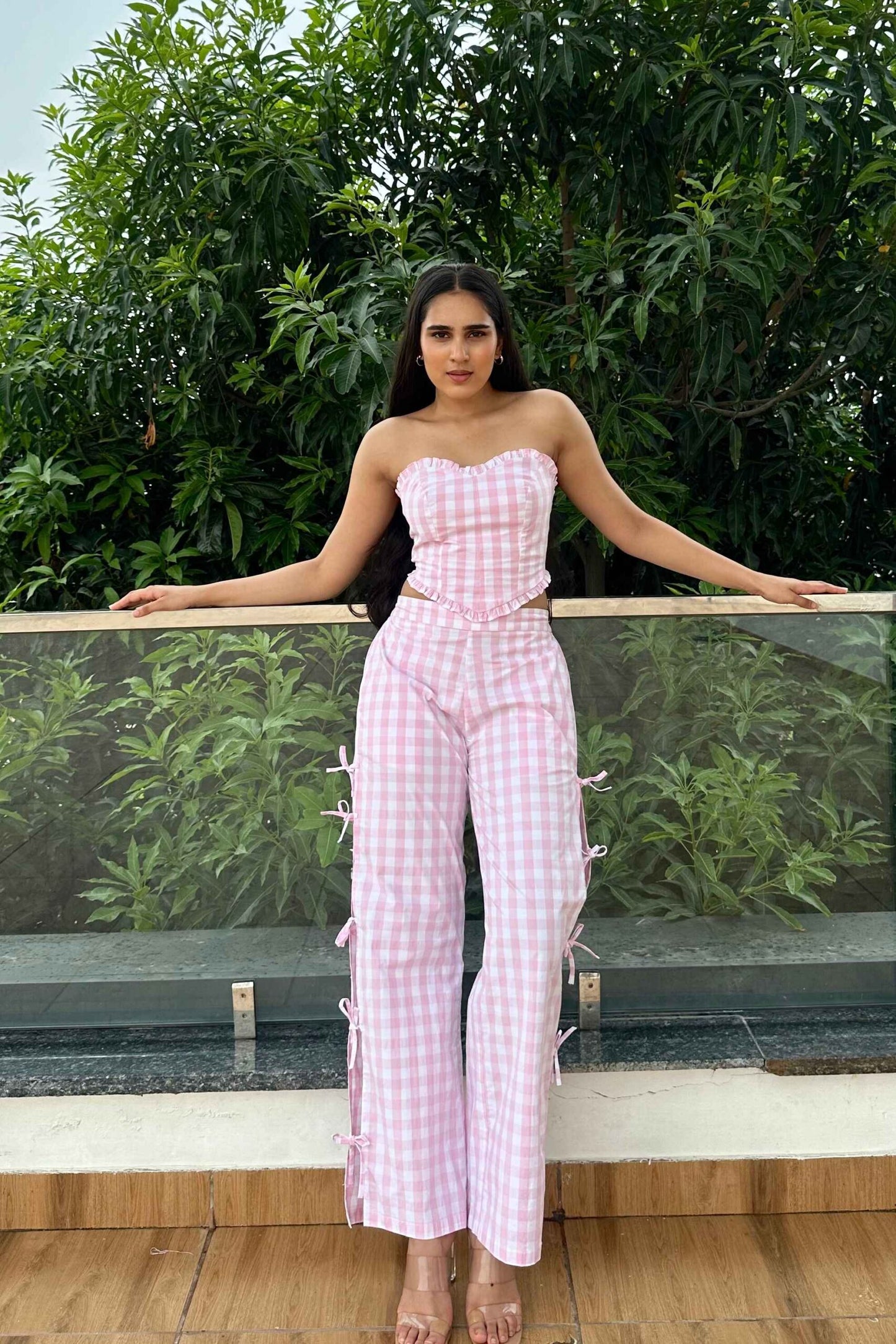 Georgie - Pink Cotton Check Coord set