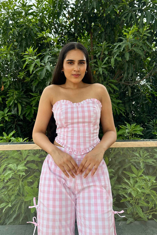 Georgie - Pink Cotton Check Coord set