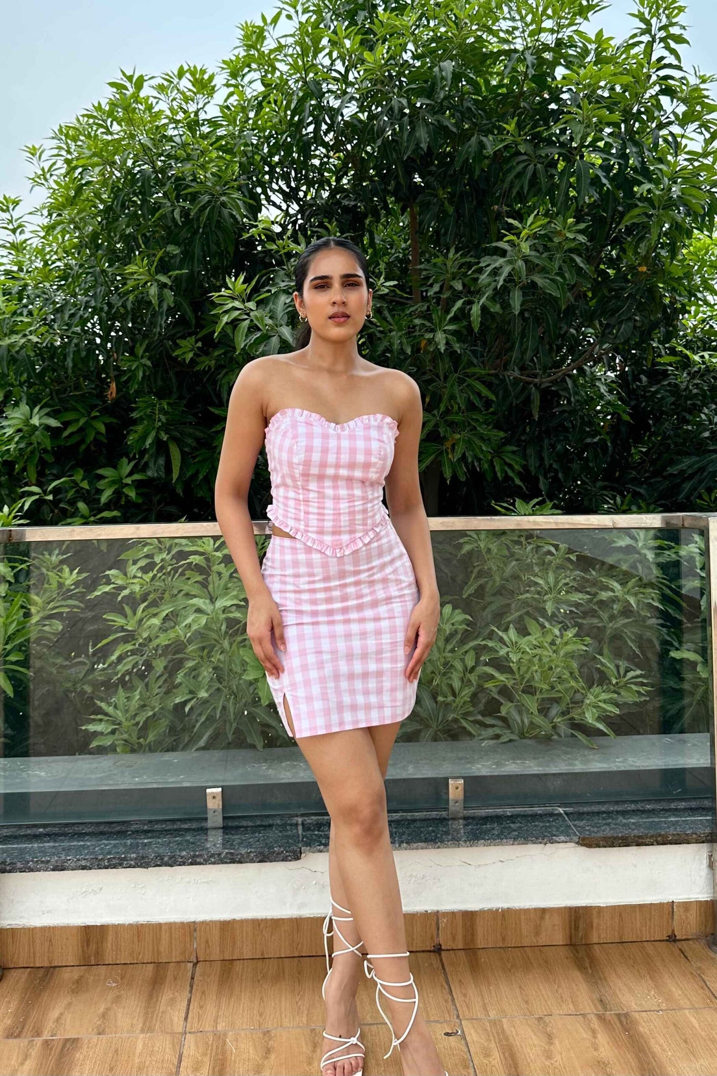 MARIAN - Cotton Pink Check Coord set