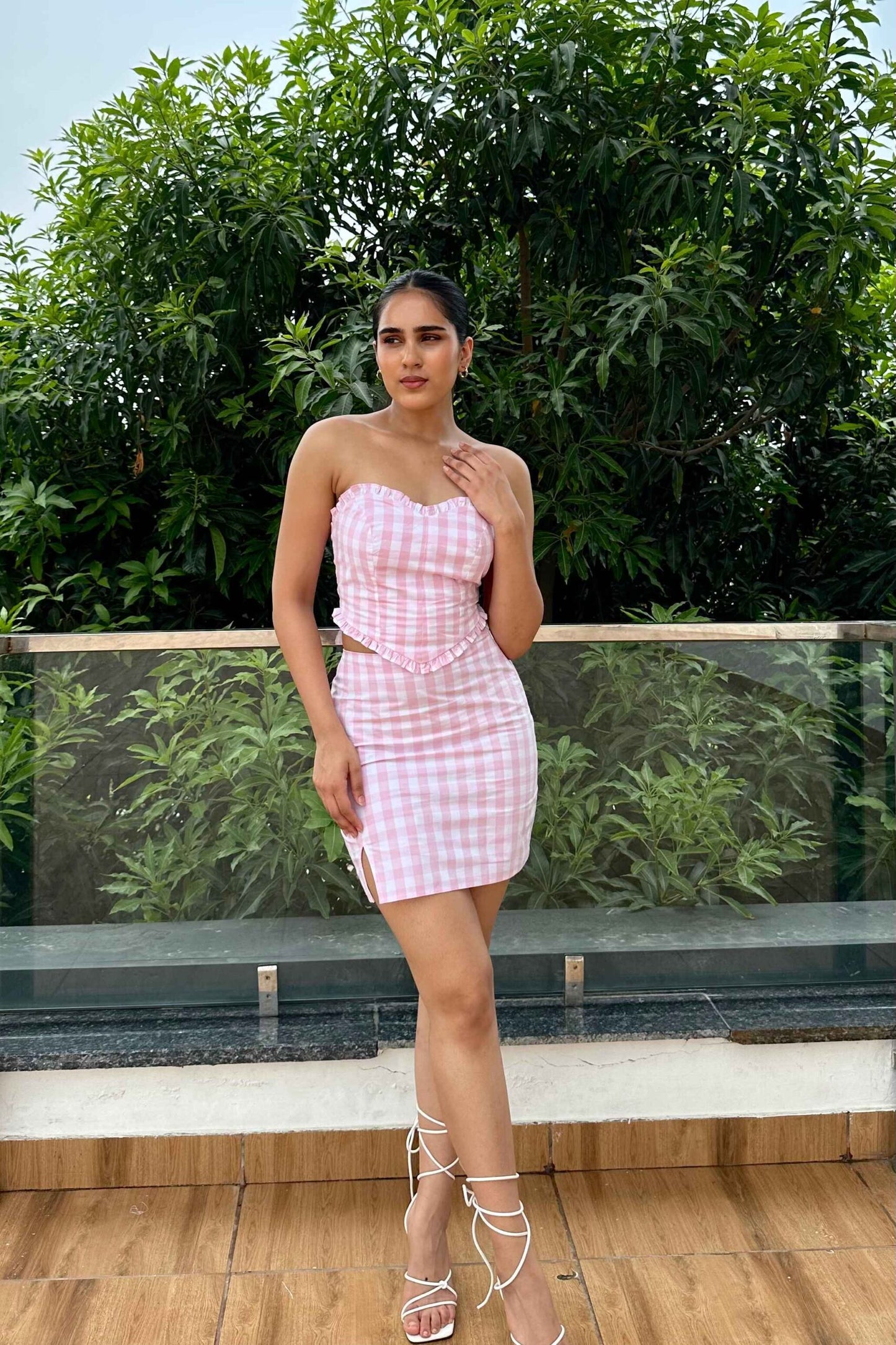 MARIAN - Cotton Pink Check Coord set