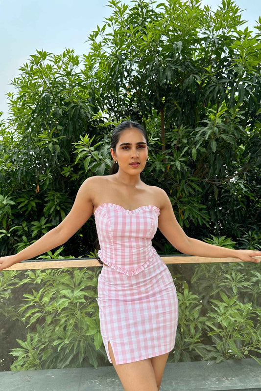 MARIAN - Cotton Pink Check Coord set