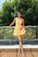 HANSEL - Cotton One shoulder Yellow print ruffle dress