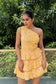 HANSEL - Cotton One shoulder Yellow print ruffle dress