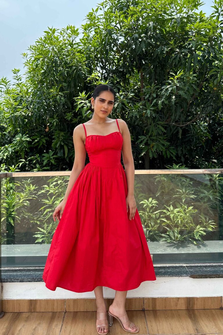 ALICE – Our Most Elegant Red Colour midi sundress