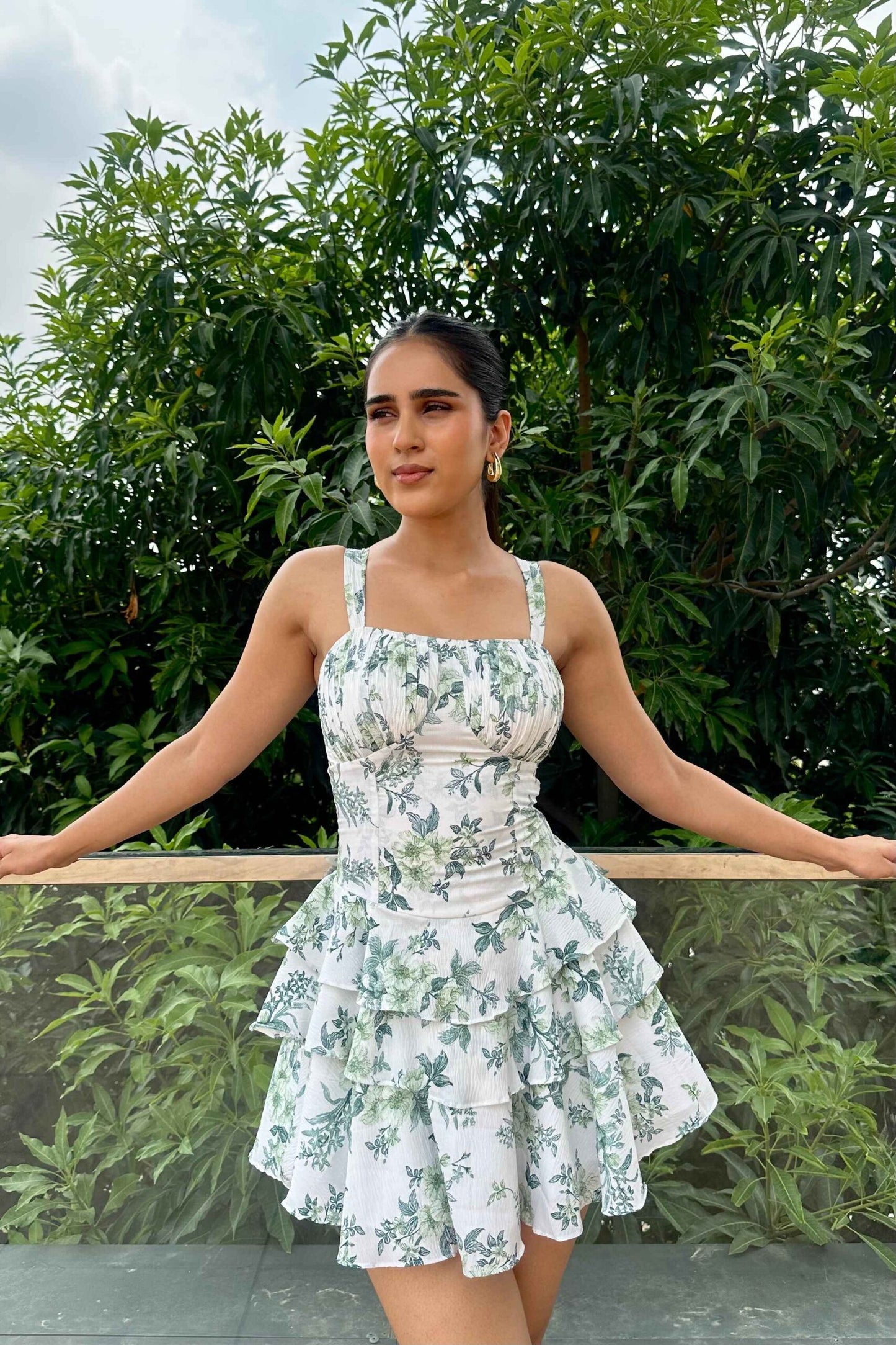 Elsie - Printed frill dress