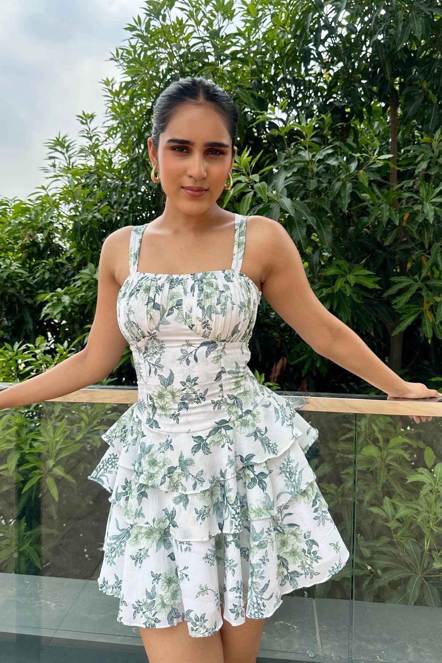 Elsie - Printed frill dress