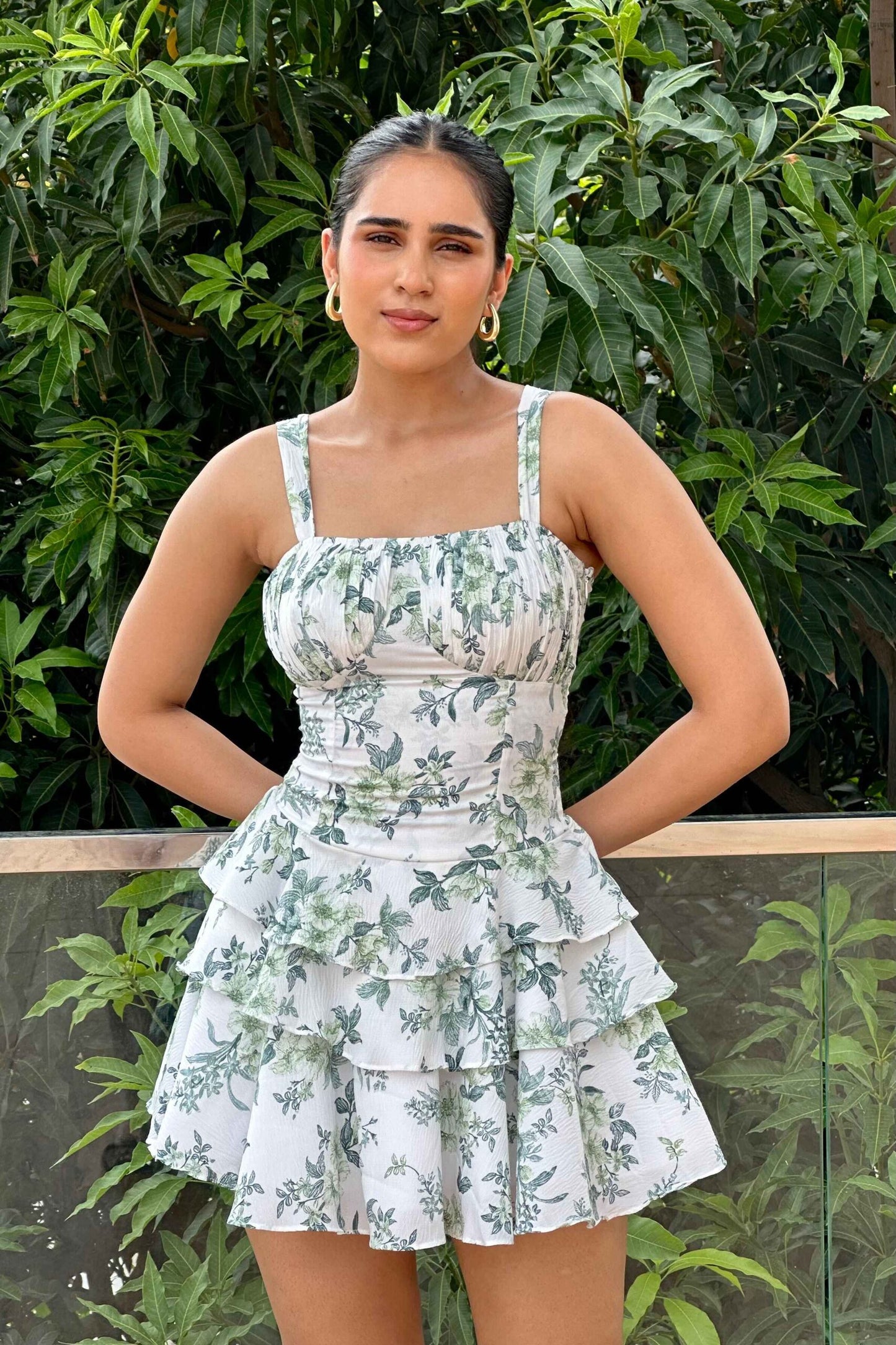 Elsie - Printed frill dress