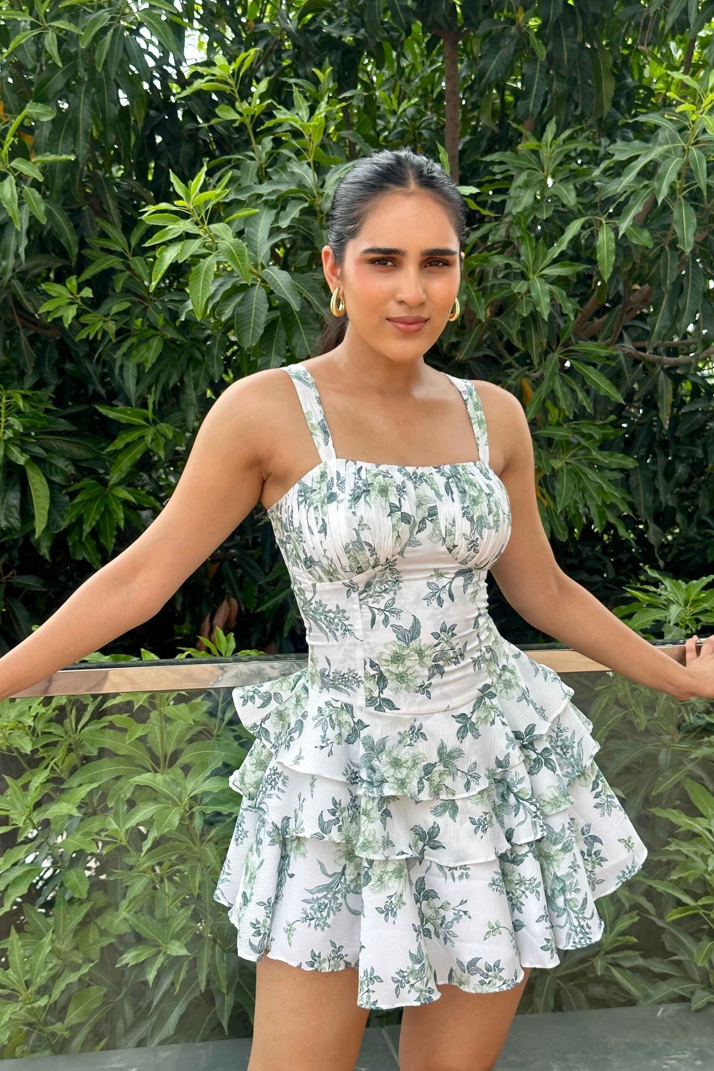 Elsie - Printed frill dress