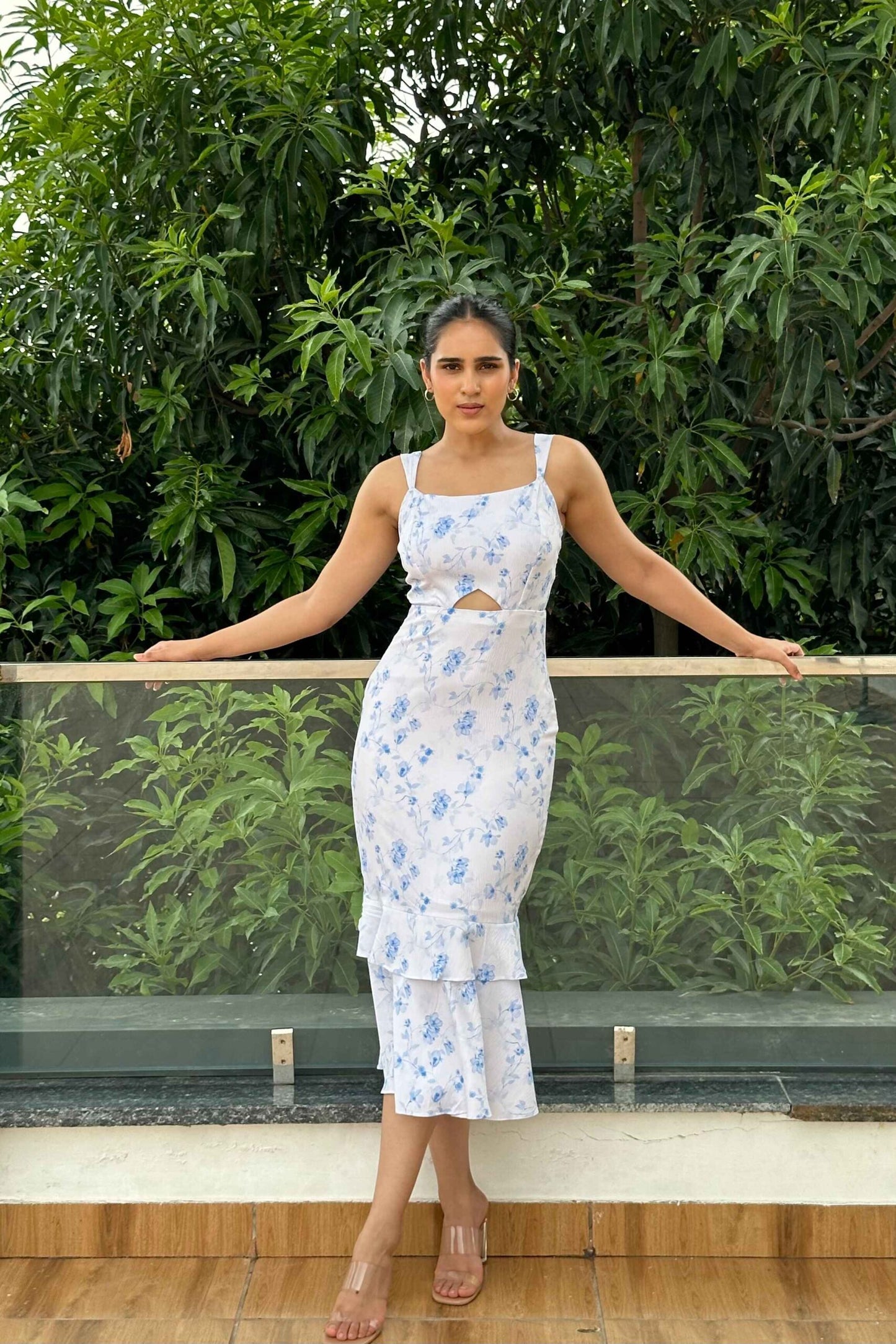 RUBY - Blue Floral Print dress